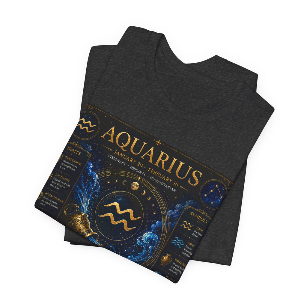 Aquarius Zodiac T-Shirt — Astrology Traits & Birthstone Tee