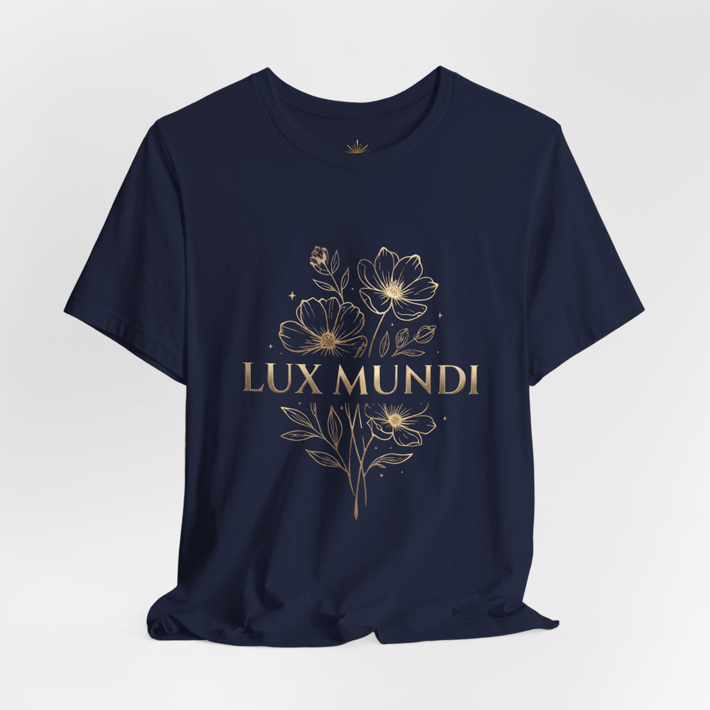 Lux Mundi Floral Tee — "The light shines in the darkness" Inspirational Christian T‑Shirt