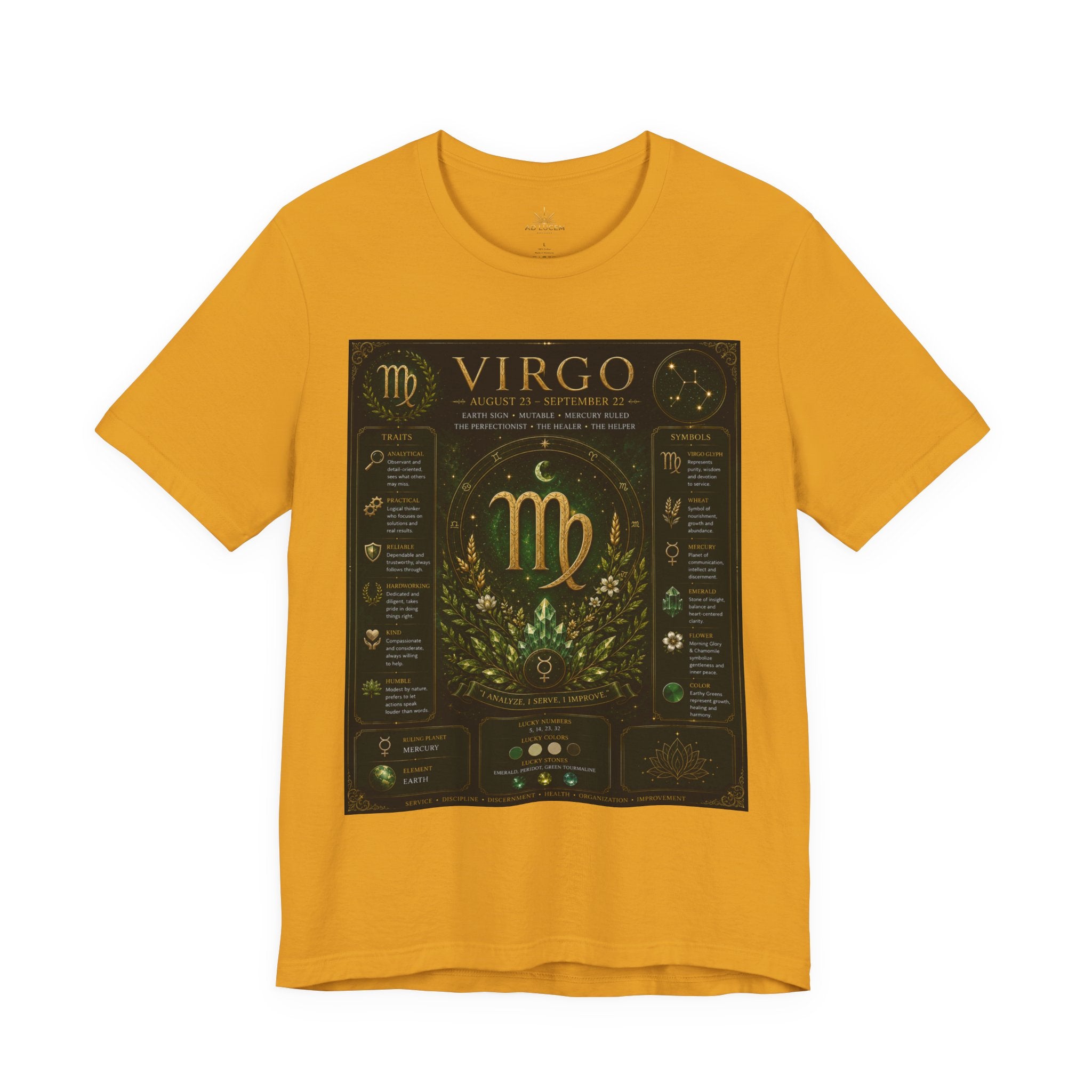Virgo Zodiac T‑Shirt — Gold Astrology Sign Tee