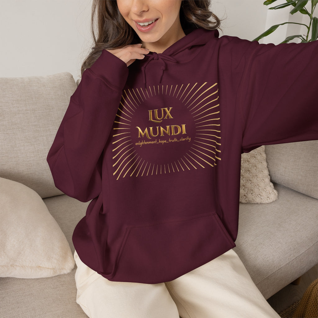 Lux Mundi Hoodie — Gold Lotus Graphic Hooded Sweatshirt