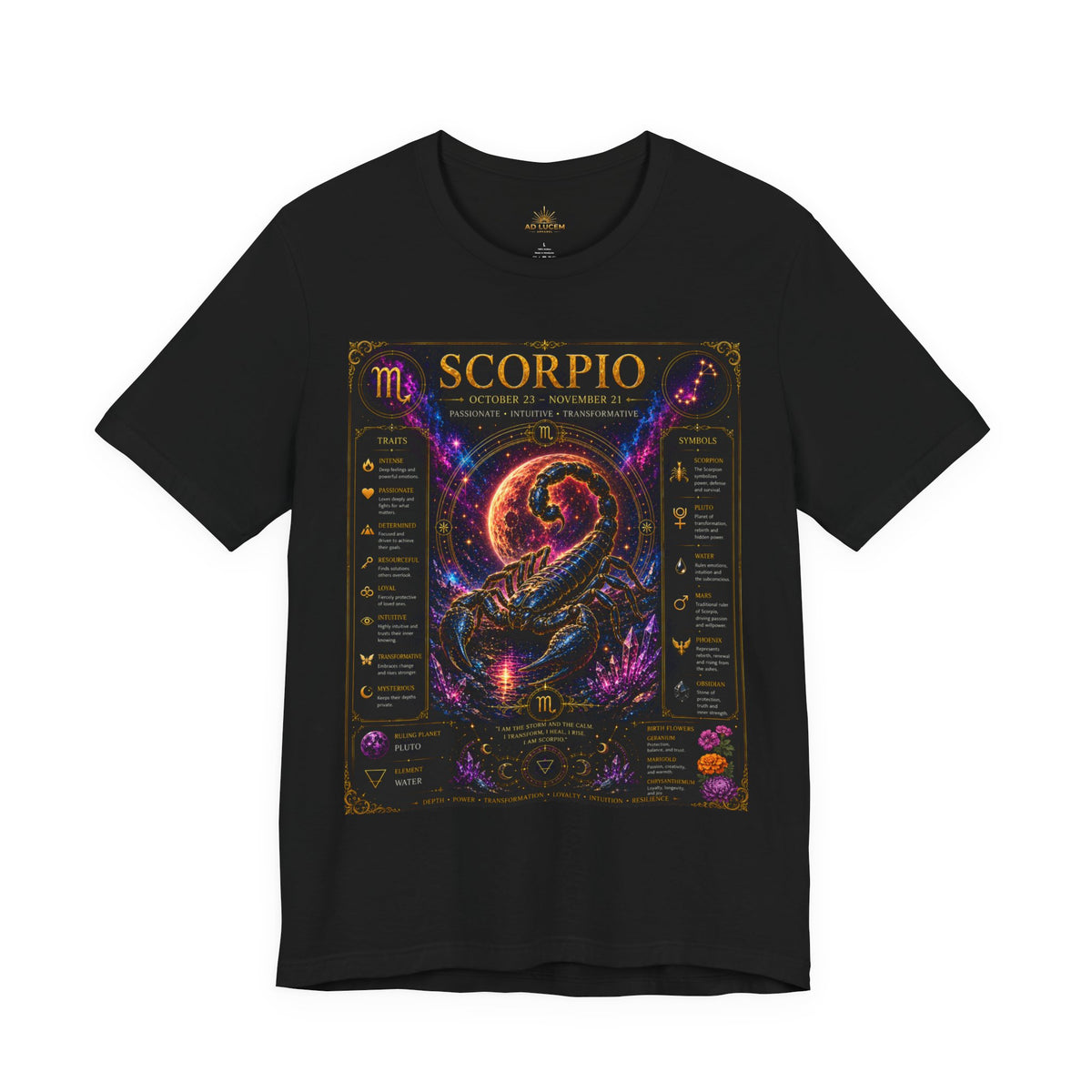 Scorpio Zodiac T-Shirt — Astrology Scorpion Birthdate Traits Tee