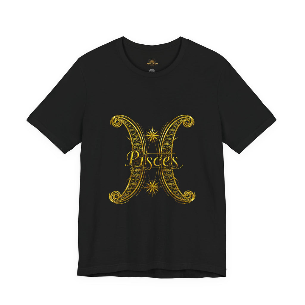 Pisces Zodiac Tee — Golden Astrological Sign Galaxy T-Shirt