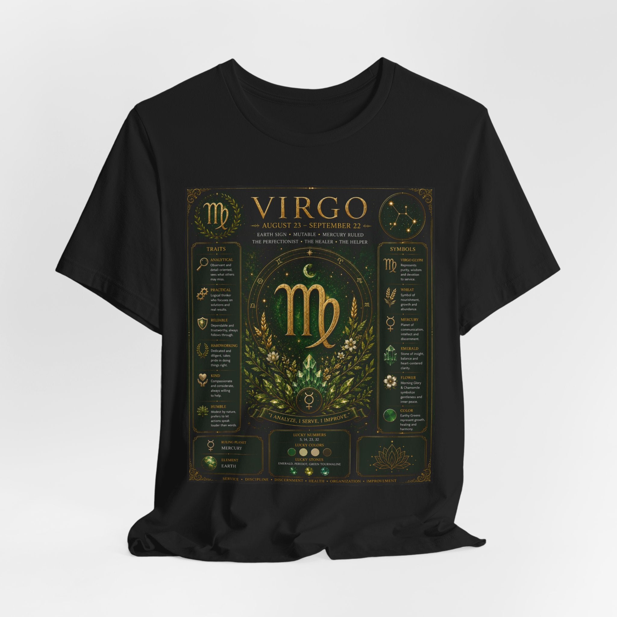 Virgo Zodiac T‑Shirt — Gold Astrology Sign Tee