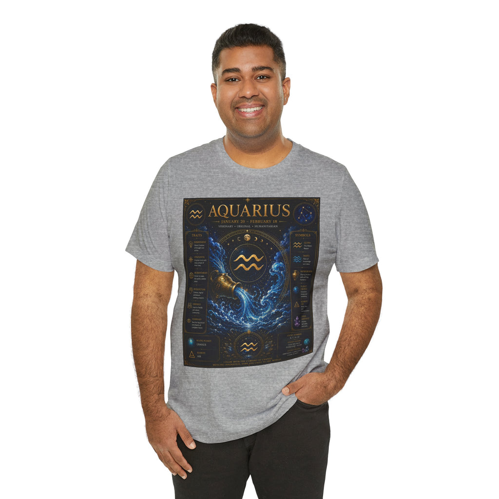 Aquarius Zodiac T-Shirt — Astrology Traits & Birthstone Tee