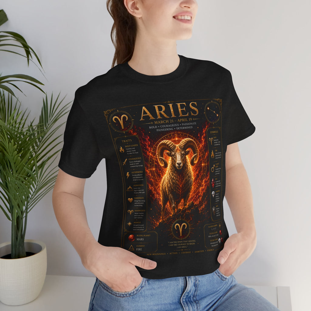 Aries Zodiac Tee — Fiery Ram Horoscope T-Shirt (Aries traits & dates)