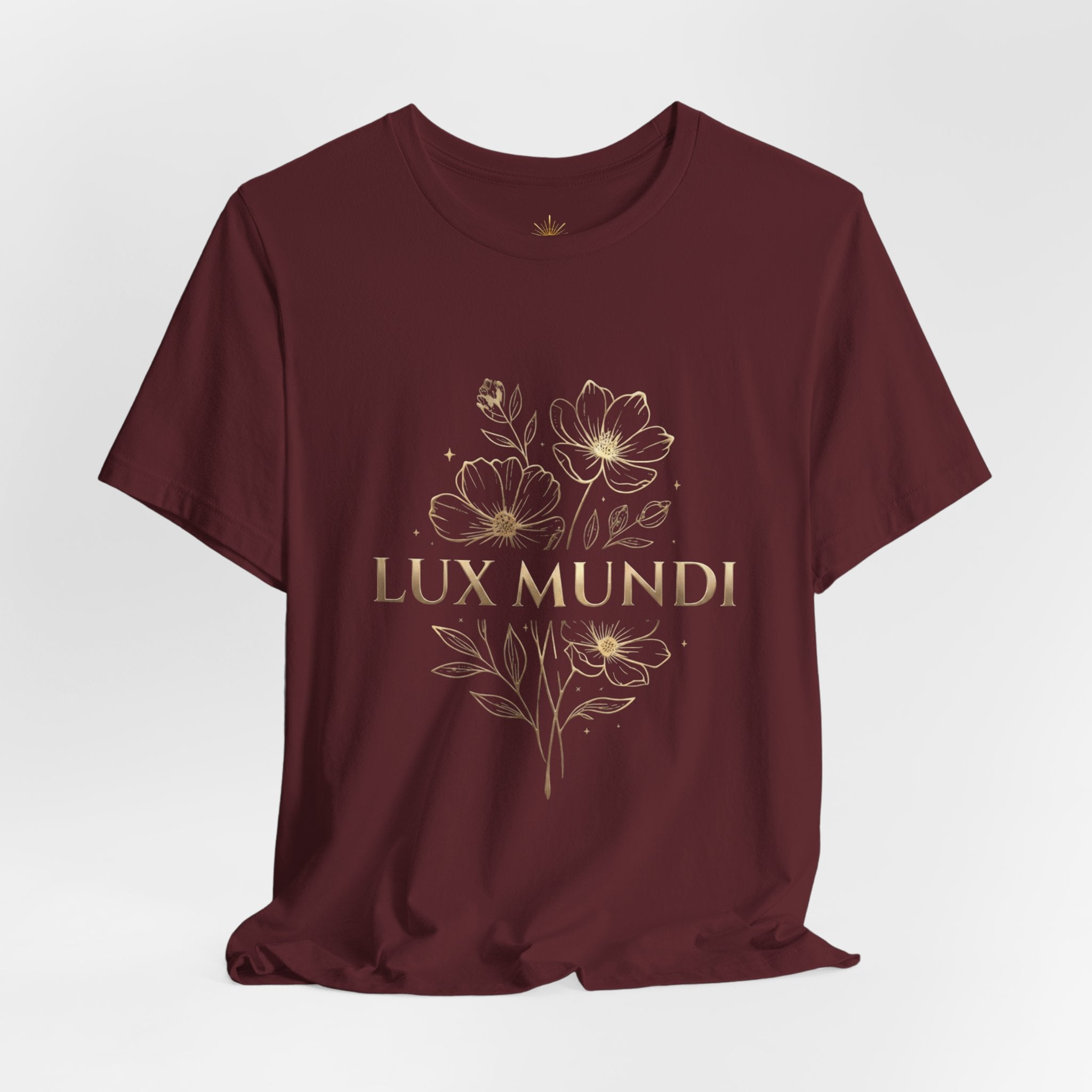 Lux Mundi Floral Tee — "The light shines in the darkness" Inspirational Christian T‑Shirt