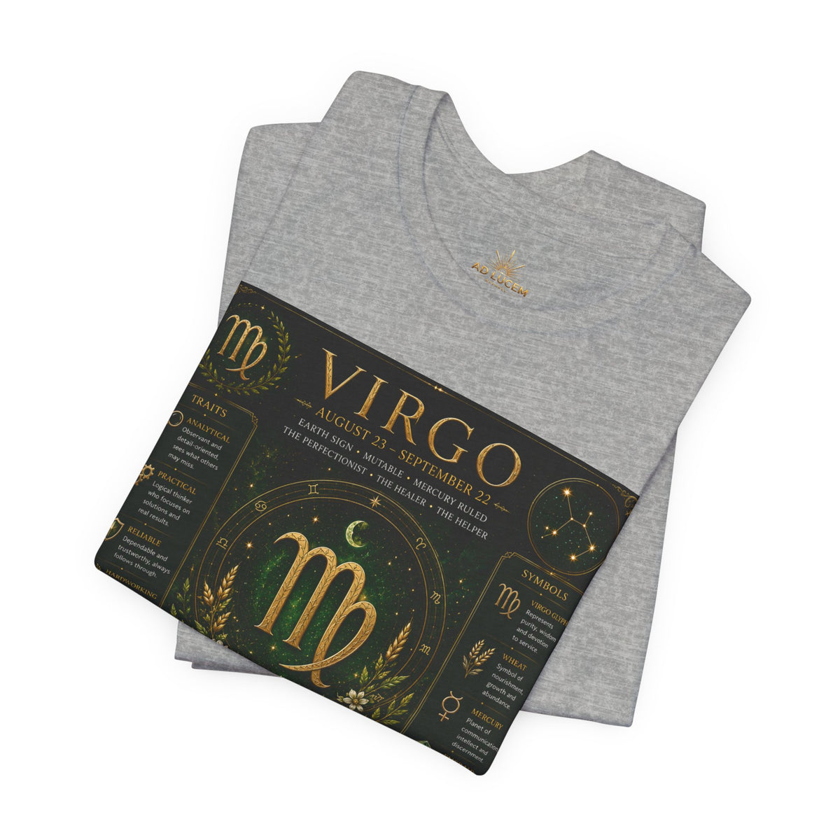 Virgo Zodiac T‑Shirt — Gold Astrology Sign Tee