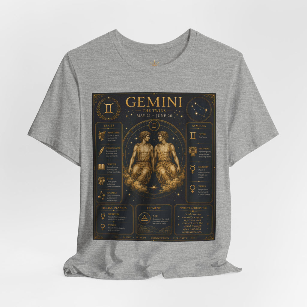 Gemini Zodiac Tee — Vintage Astrology Horoscope Shirt (May 21–June 20)
