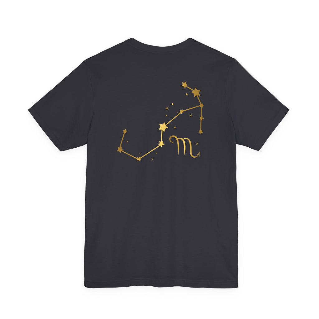 Gold Scorpio Scorpion T-Shirt | Zodiac "Love in Motion" Script