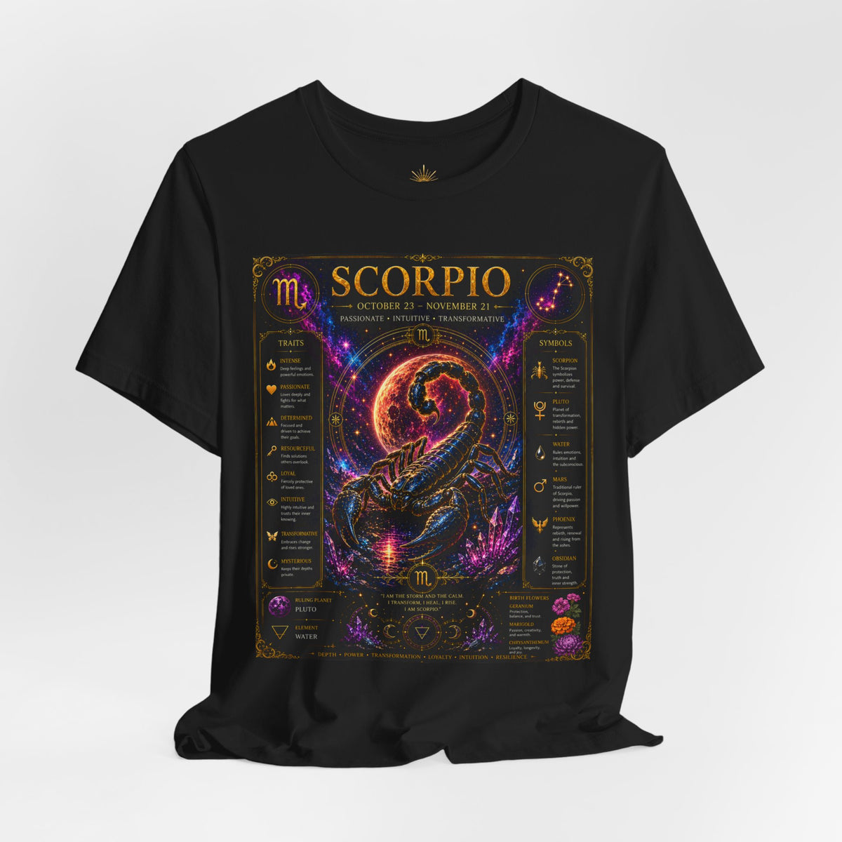 Scorpio Zodiac T-Shirt — Astrology Scorpion Birthdate Traits Tee