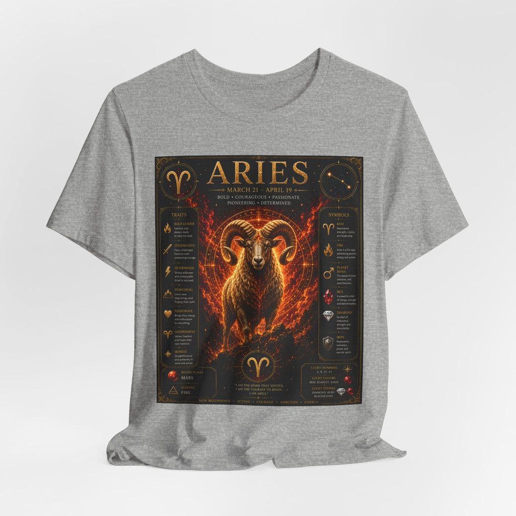 Aries Zodiac Tee — Fiery Ram Horoscope T-Shirt (Aries traits & dates)