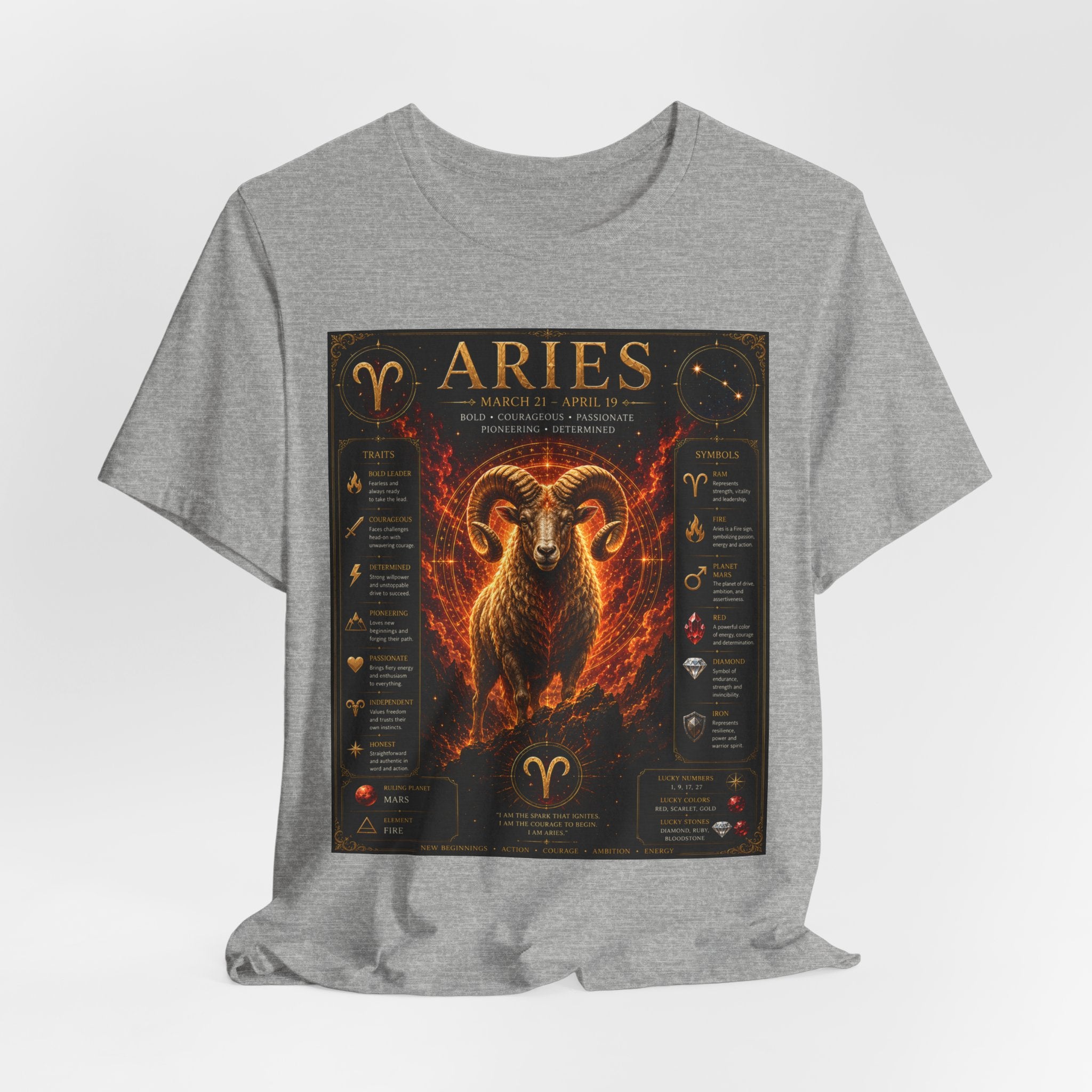 Aries Zodiac Tee — Fiery Ram Horoscope T-Shirt (Aries traits & dates)