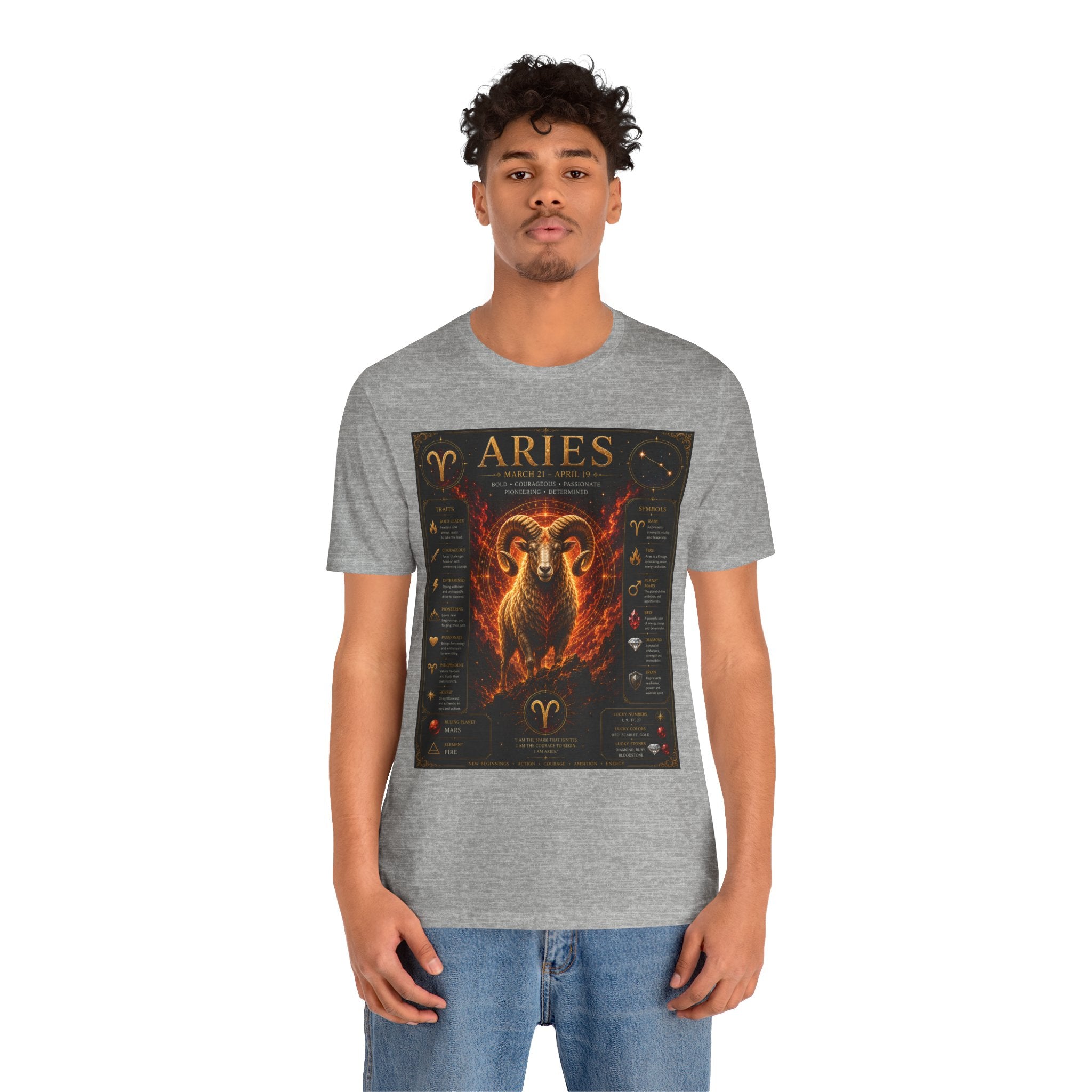 Aries Zodiac Tee — Fiery Ram Horoscope T-Shirt (Aries traits & dates)