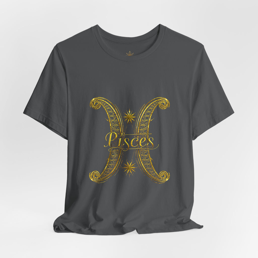 Pisces Zodiac Tee — Golden Astrological Sign Galaxy T-Shirt