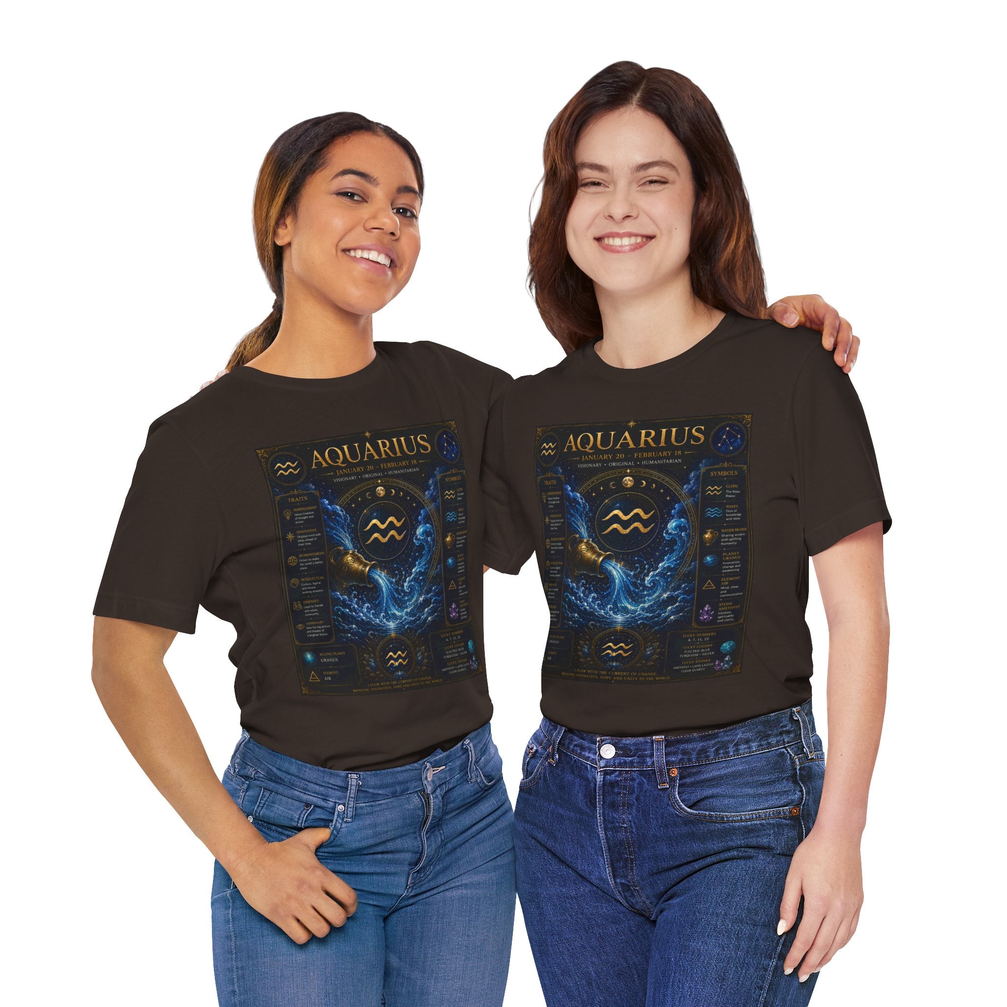 Aquarius Zodiac T-Shirt — Astrology Traits & Birthstone Tee