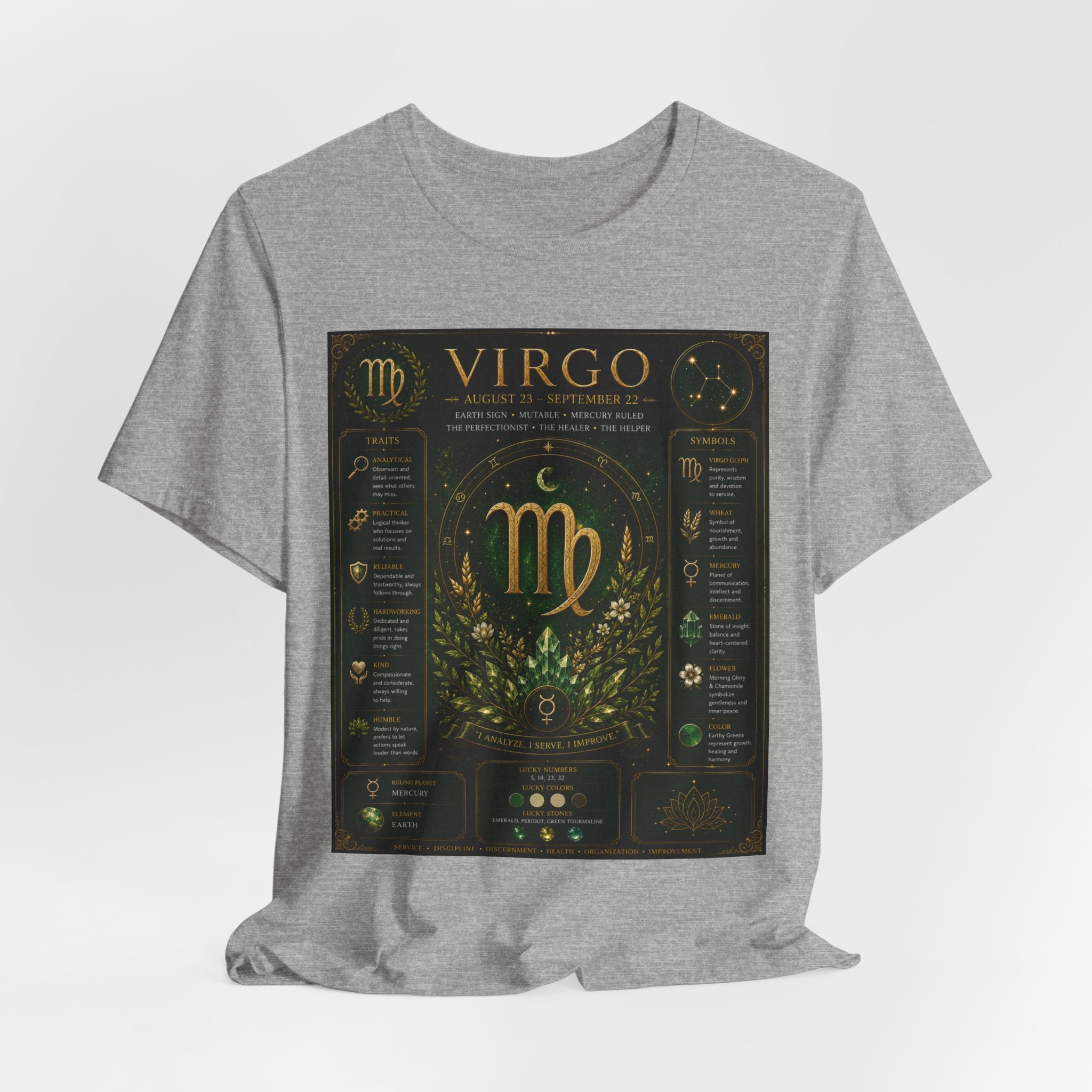 Virgo Zodiac T‑Shirt — Gold Astrology Sign Tee