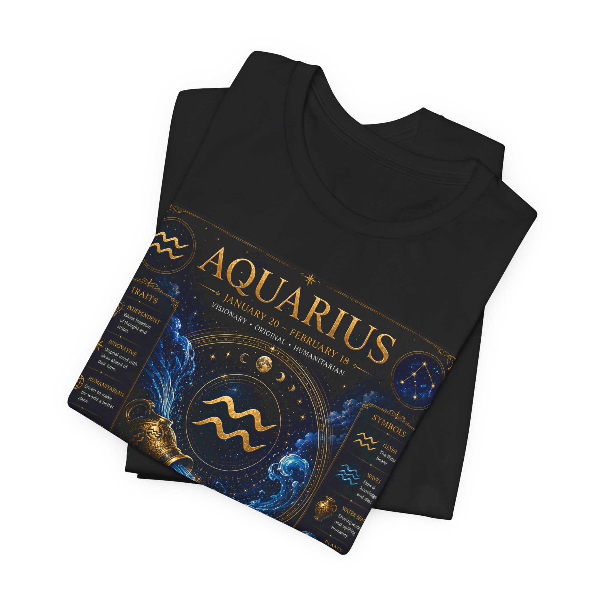 Aquarius Zodiac T-Shirt — Astrology Traits & Birthstone Tee