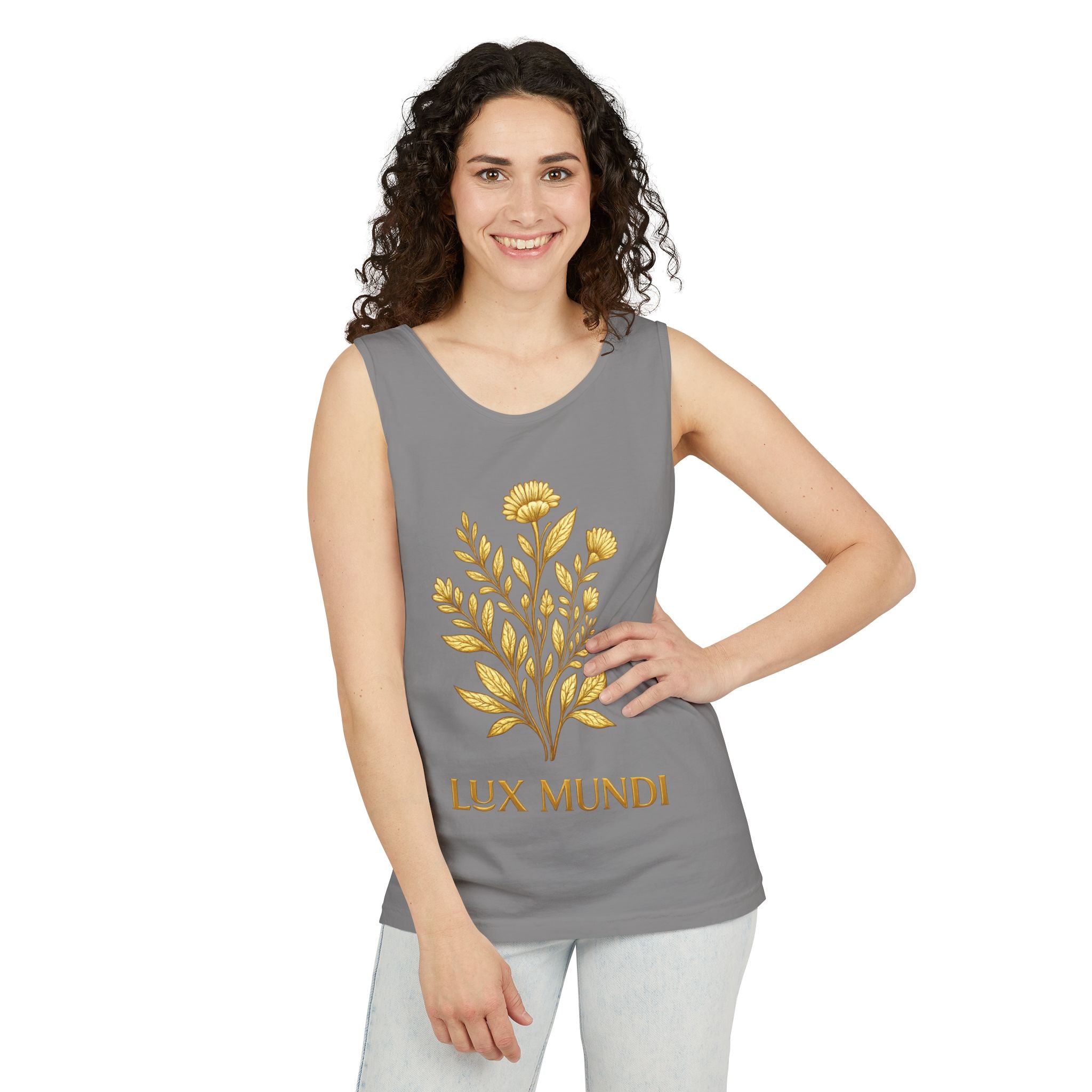 Lux Mundi Gold Floral Tank Top