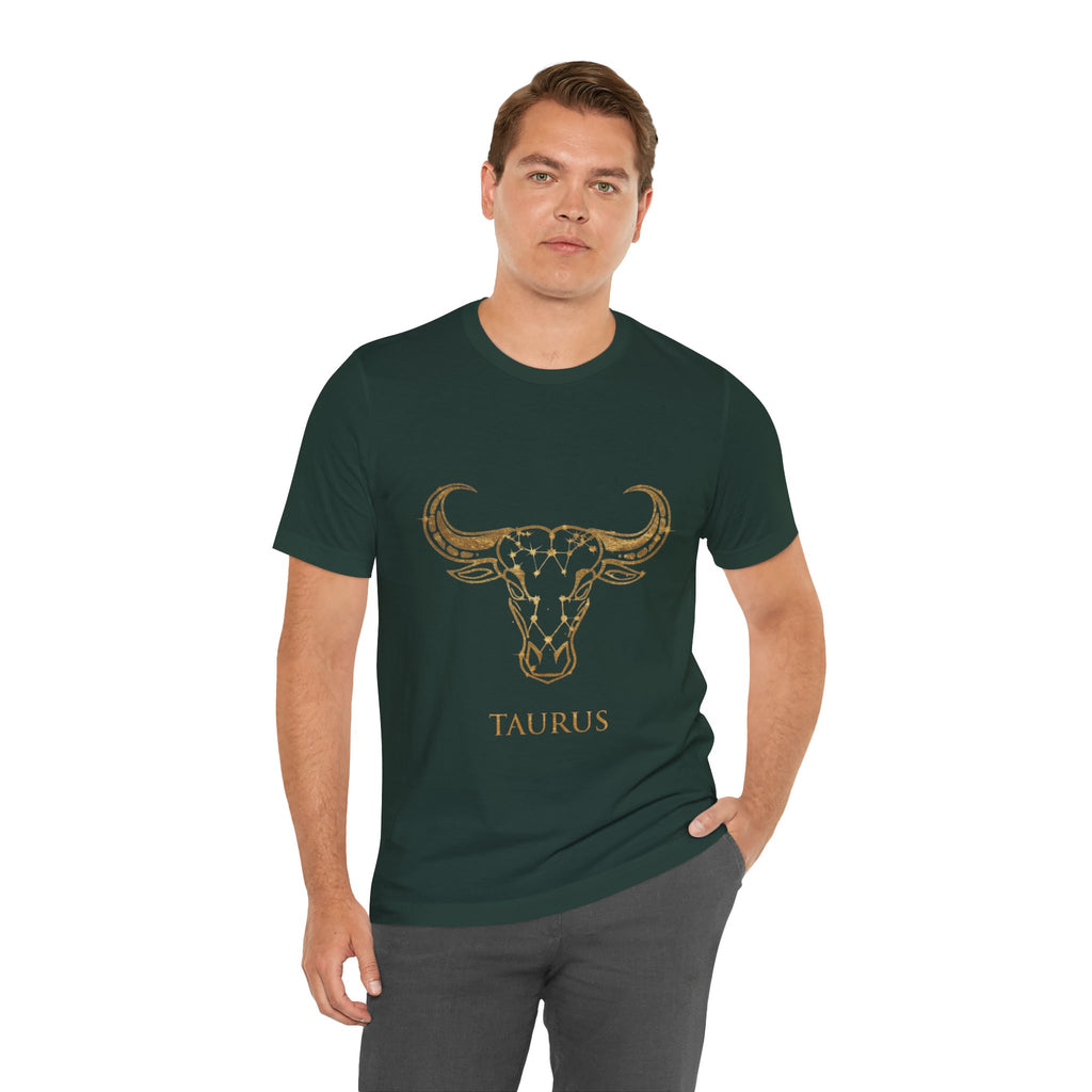 Taurus Zodiac T-Shirt — Gold Bull Skull Astrology Tee