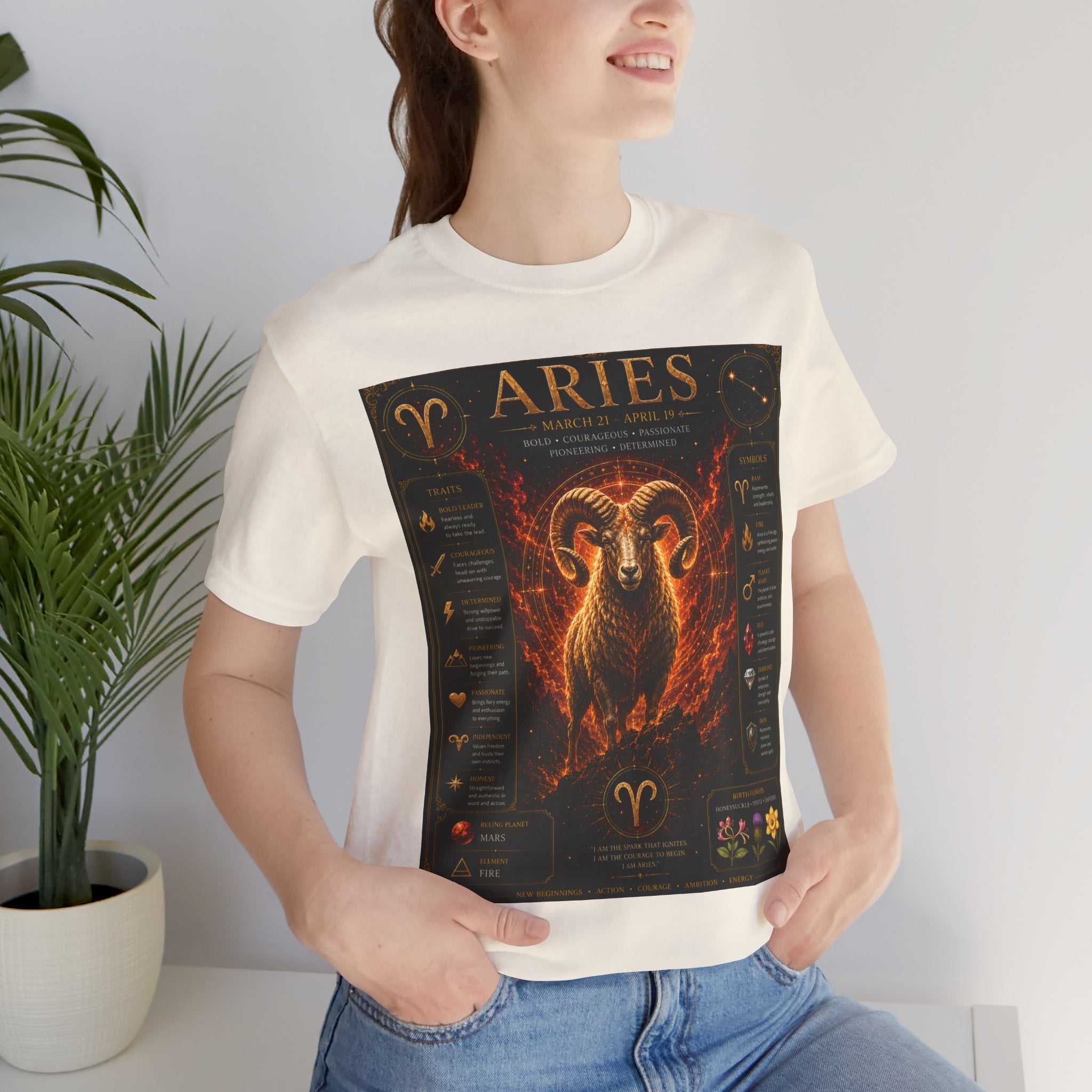 Aries Zodiac Tee — Fiery Ram Horoscope T-Shirt (Aries traits & dates)