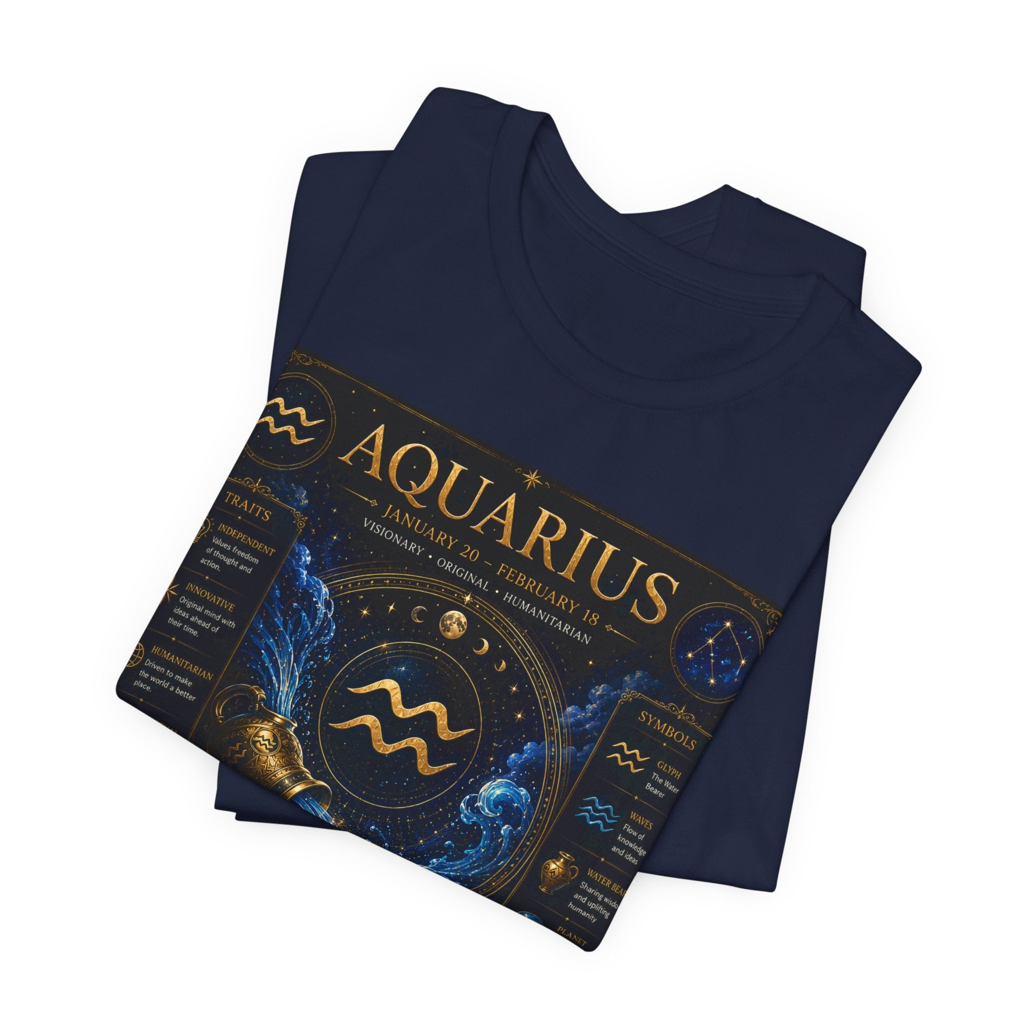 Aquarius Zodiac T-Shirt — Astrology Traits & Birthstone Tee