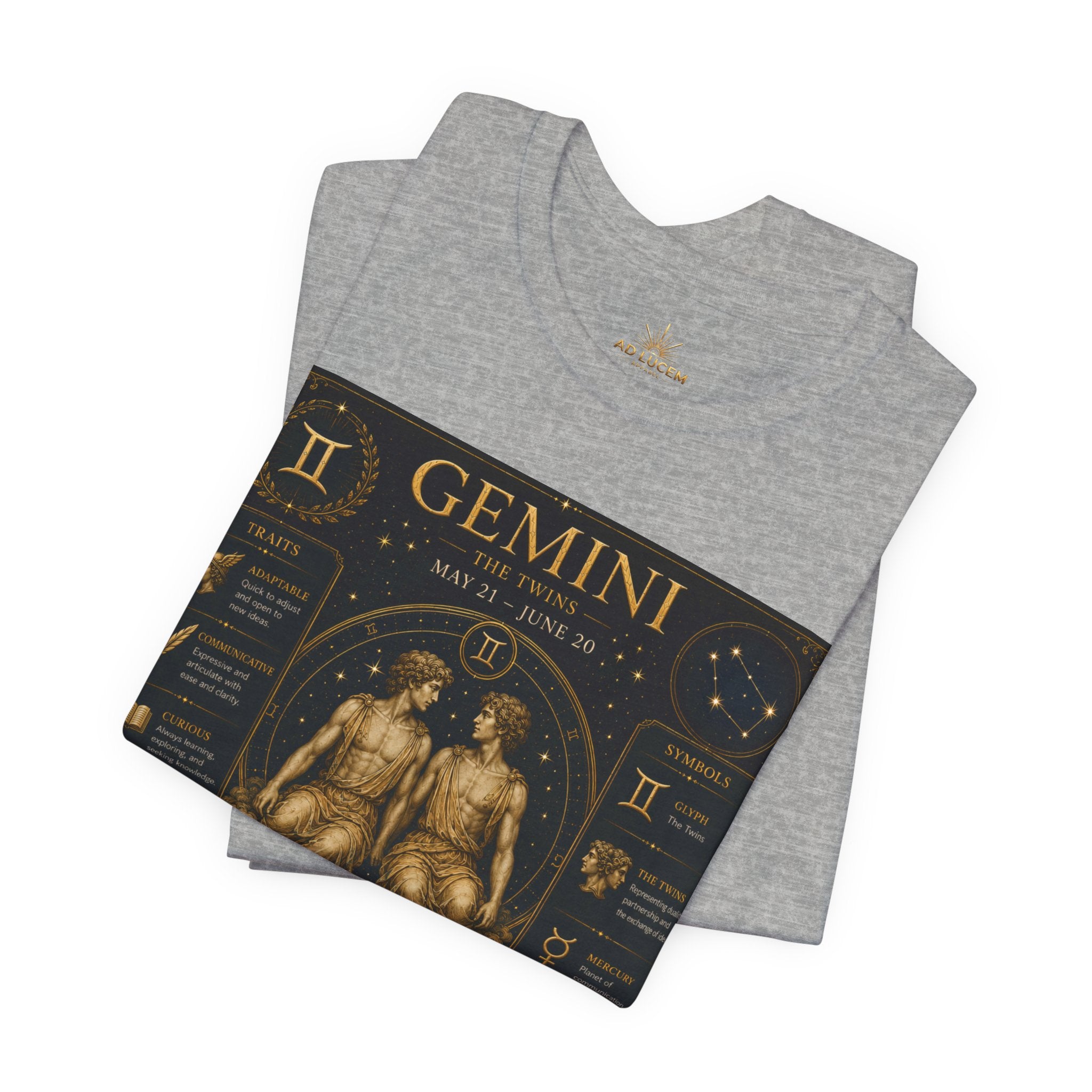 Gemini Zodiac Tee — Vintage Astrology Horoscope Shirt (May 21–June 20)
