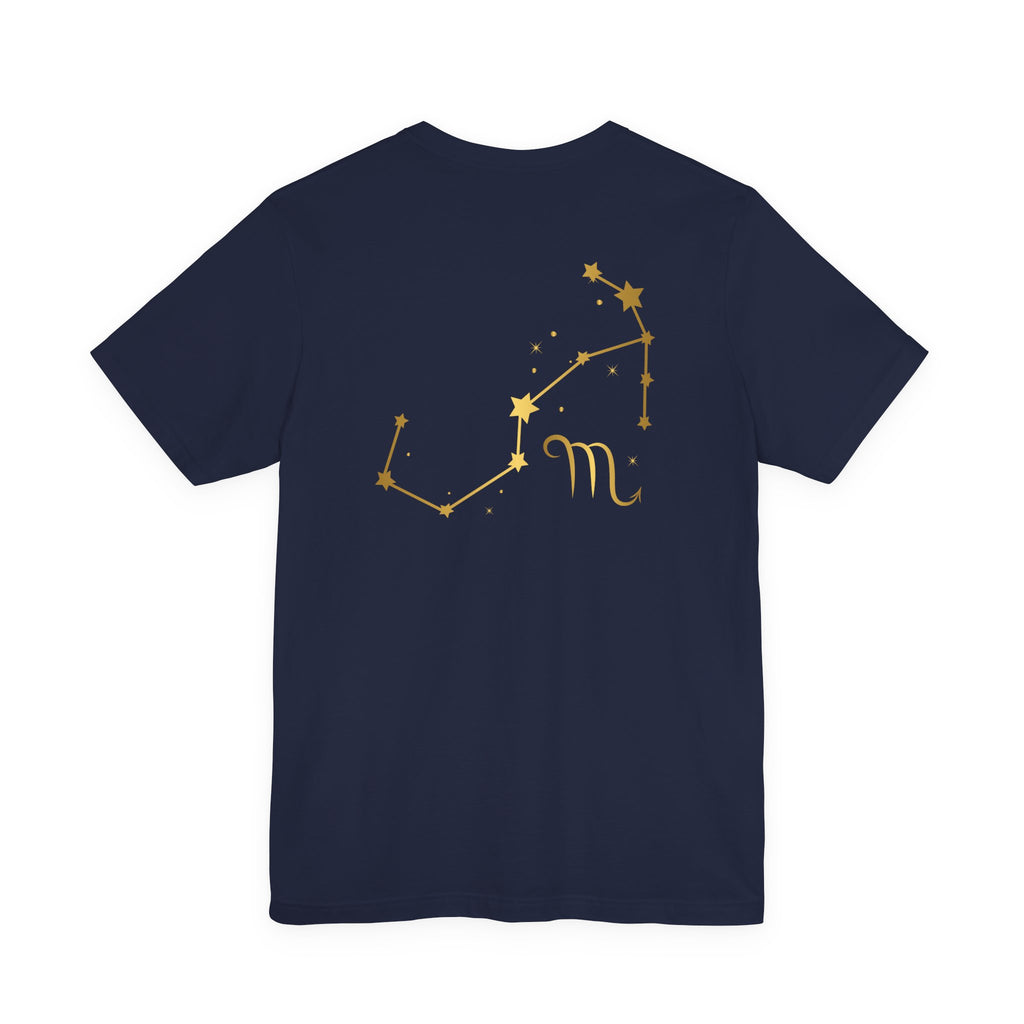 Gold Scorpio Scorpion T-Shirt | Zodiac "Love in Motion" Script