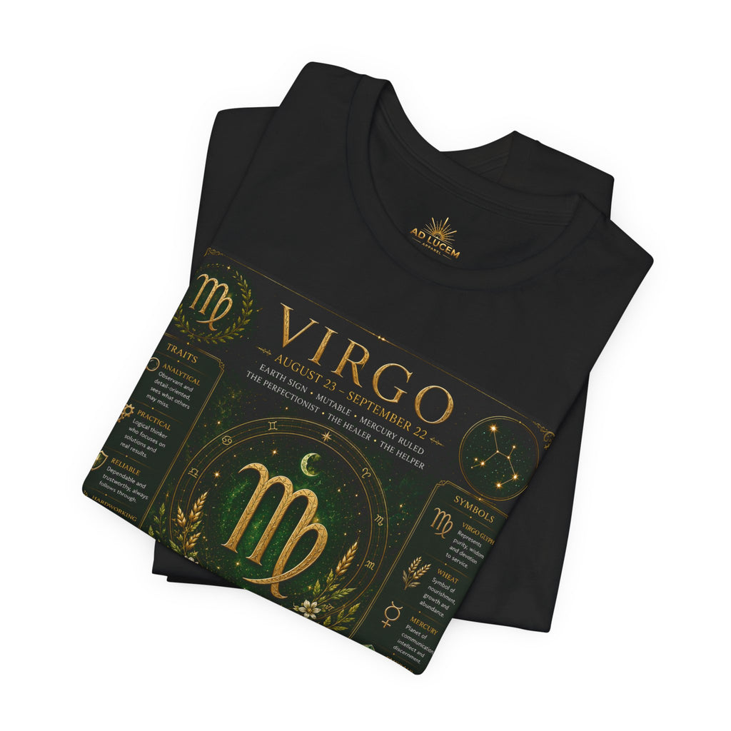 Virgo Zodiac T‑Shirt — Gold Astrology Sign Tee
