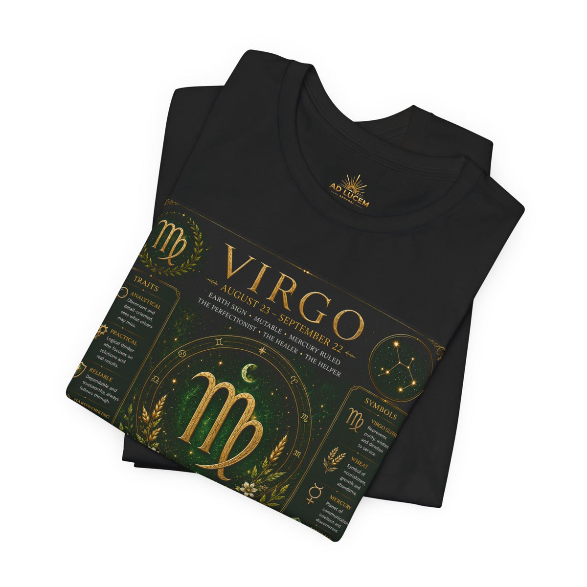 Virgo Zodiac T‑Shirt — Gold Astrology Sign Tee