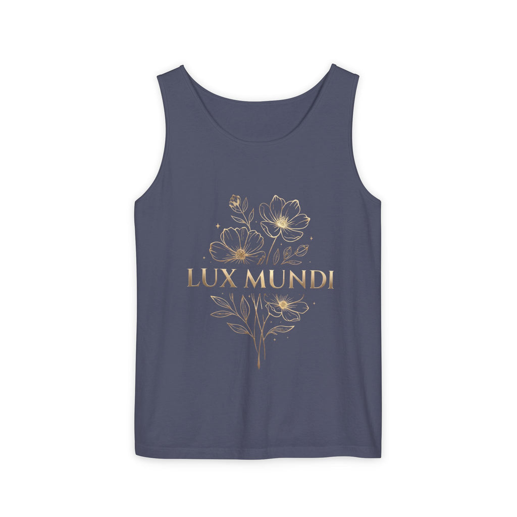 Lux Mundi Floral Tank Top — Gold Botanical Graphic Tank