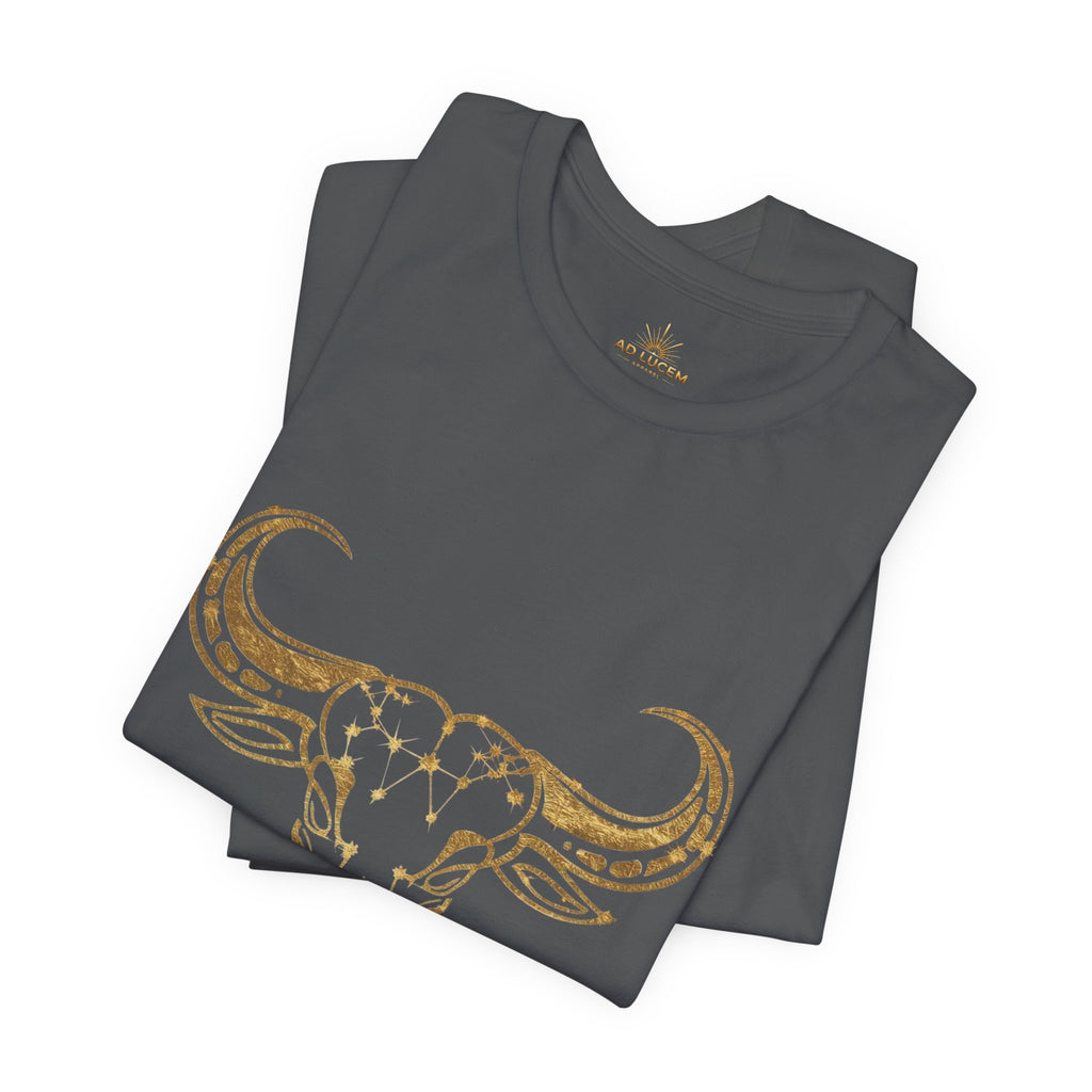 Taurus Zodiac T-Shirt — Gold Bull Skull Astrology Tee