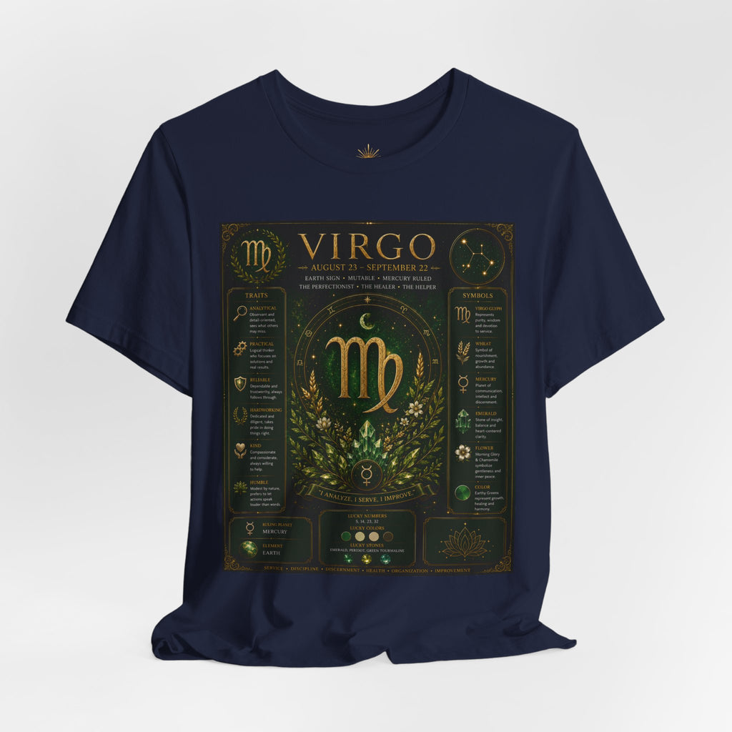 Virgo Zodiac T‑Shirt — Gold Astrology Sign Tee