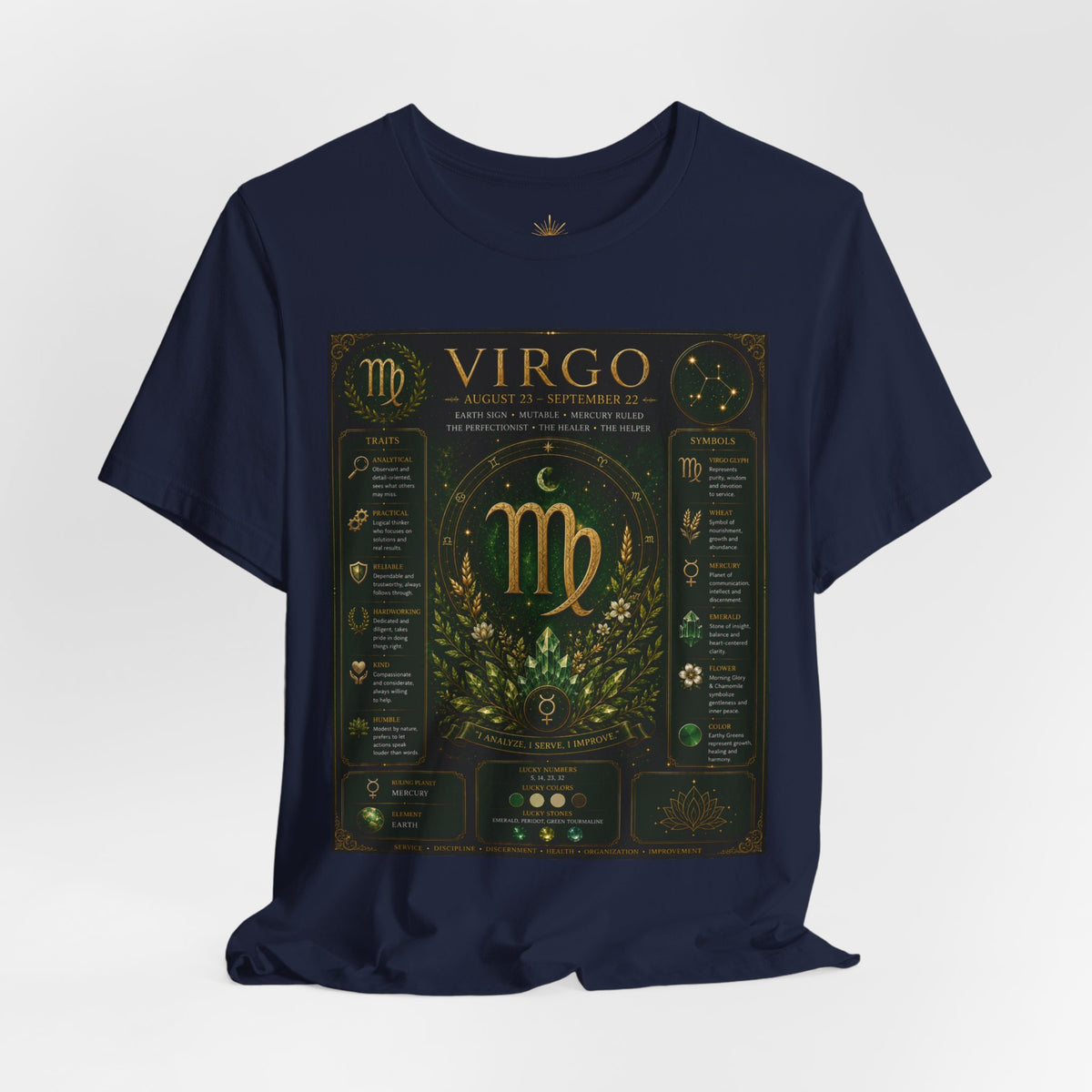 Virgo Zodiac T‑Shirt — Gold Astrology Sign Tee