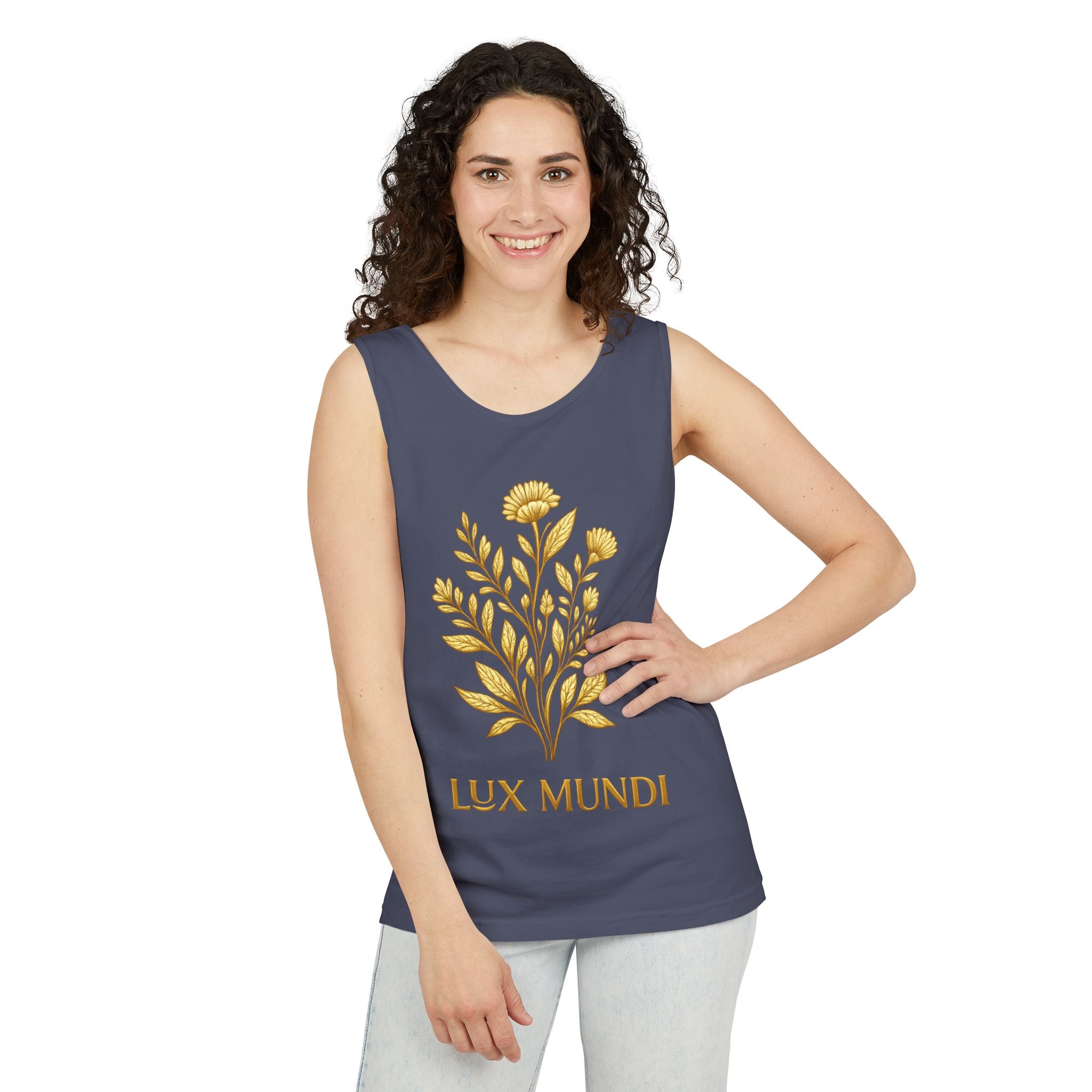 Lux Mundi Gold Floral Tank Top