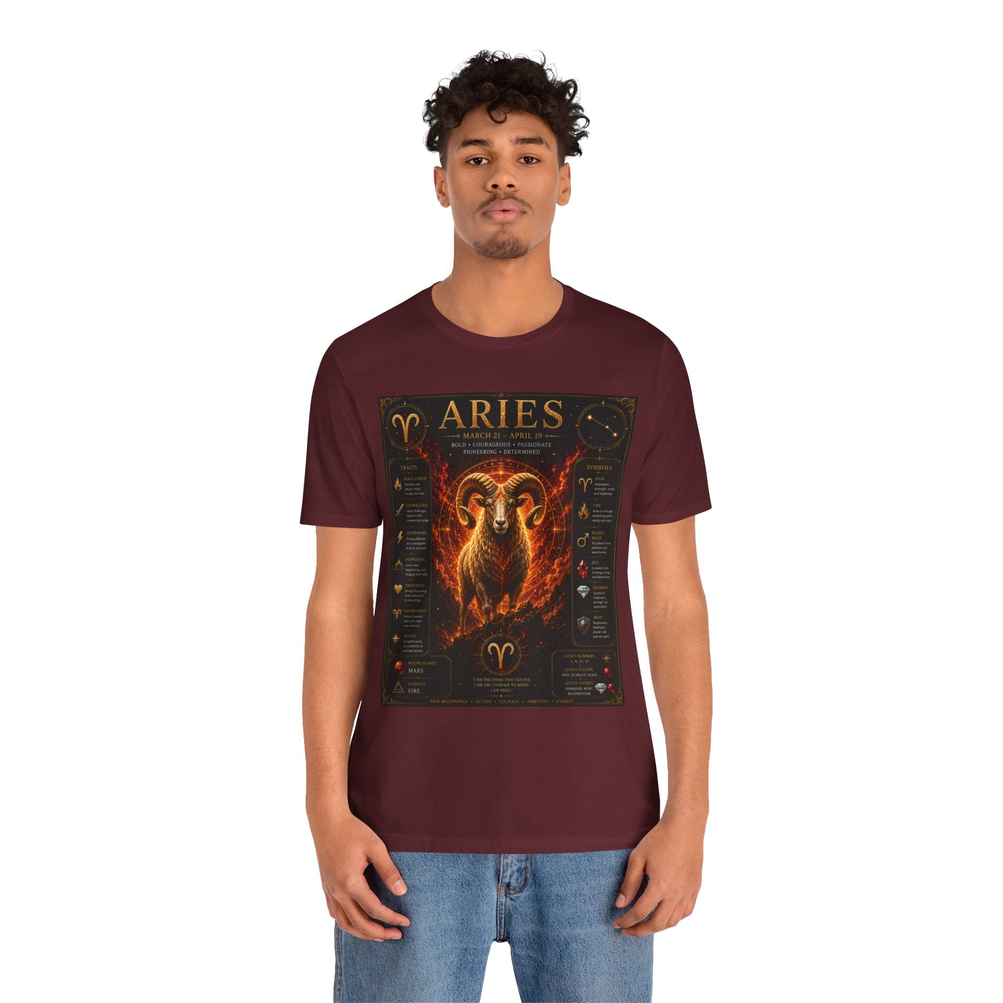 Aries Zodiac Tee — Fiery Ram Horoscope T-Shirt (Aries traits & dates)