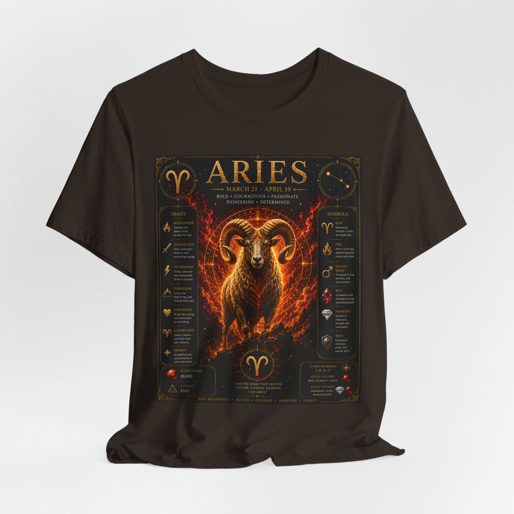 Aries Zodiac Tee — Fiery Ram Horoscope T-Shirt (Aries traits & dates)