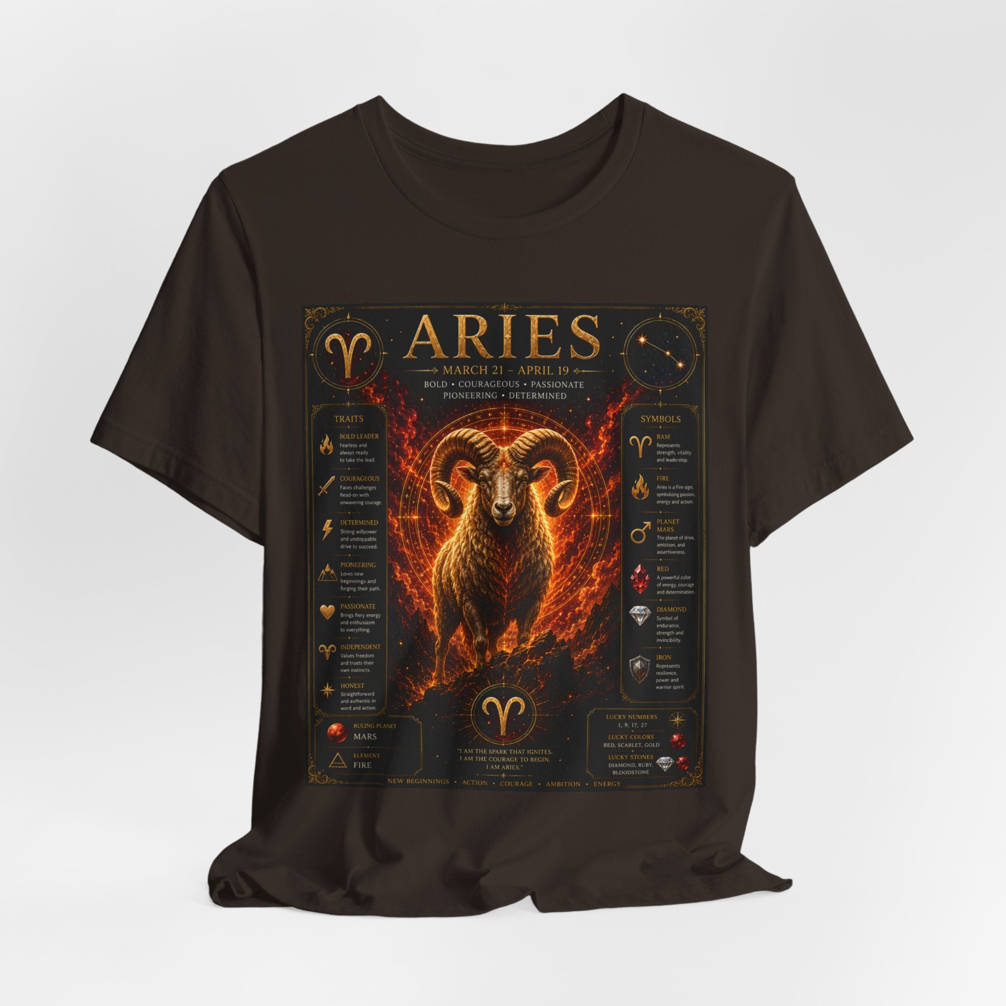 Aries Zodiac Tee — Fiery Ram Horoscope T-Shirt (Aries traits & dates)