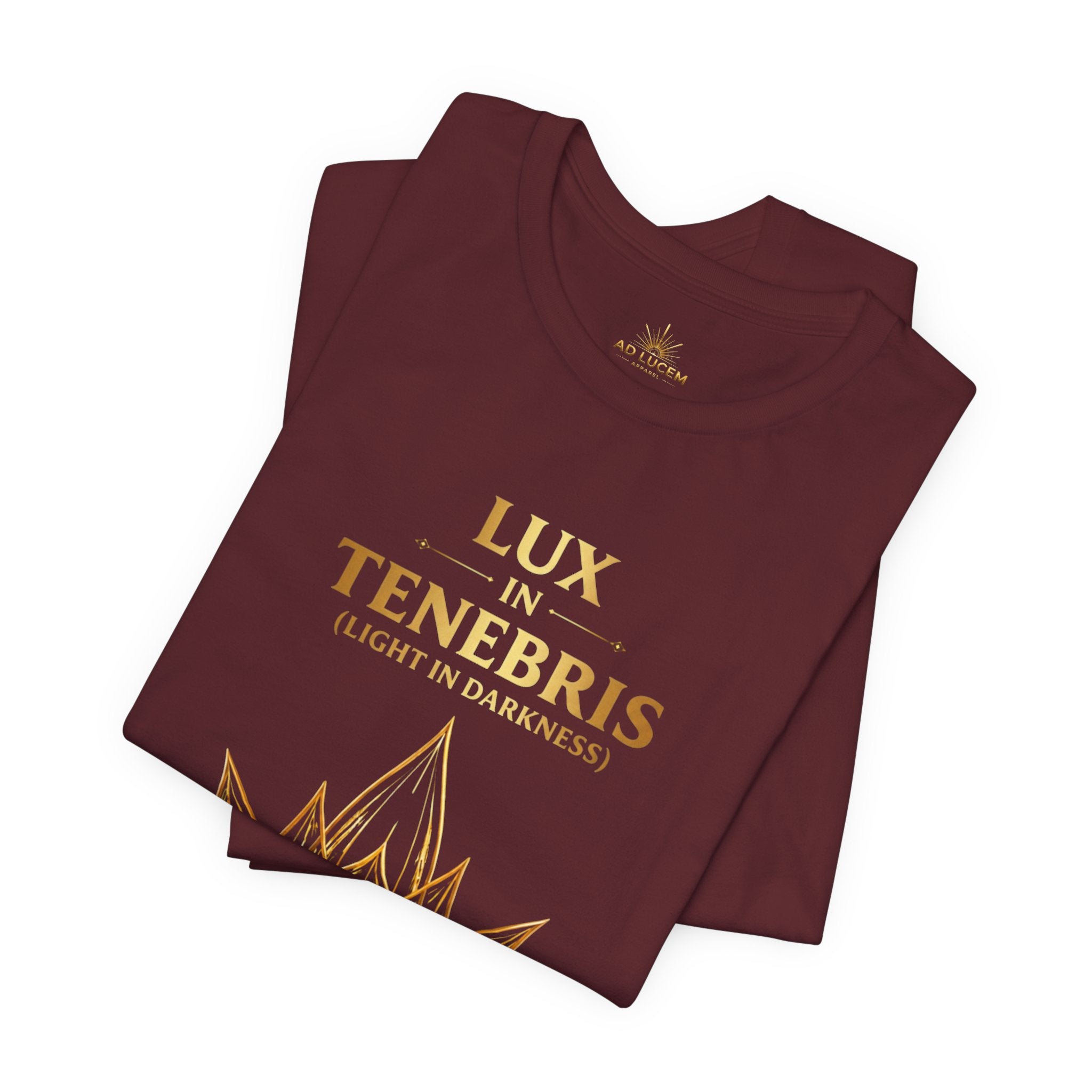 Lux in Tenebris Tee — Golden Lotus 'Light in Darkness' Graphic T‑Shirt