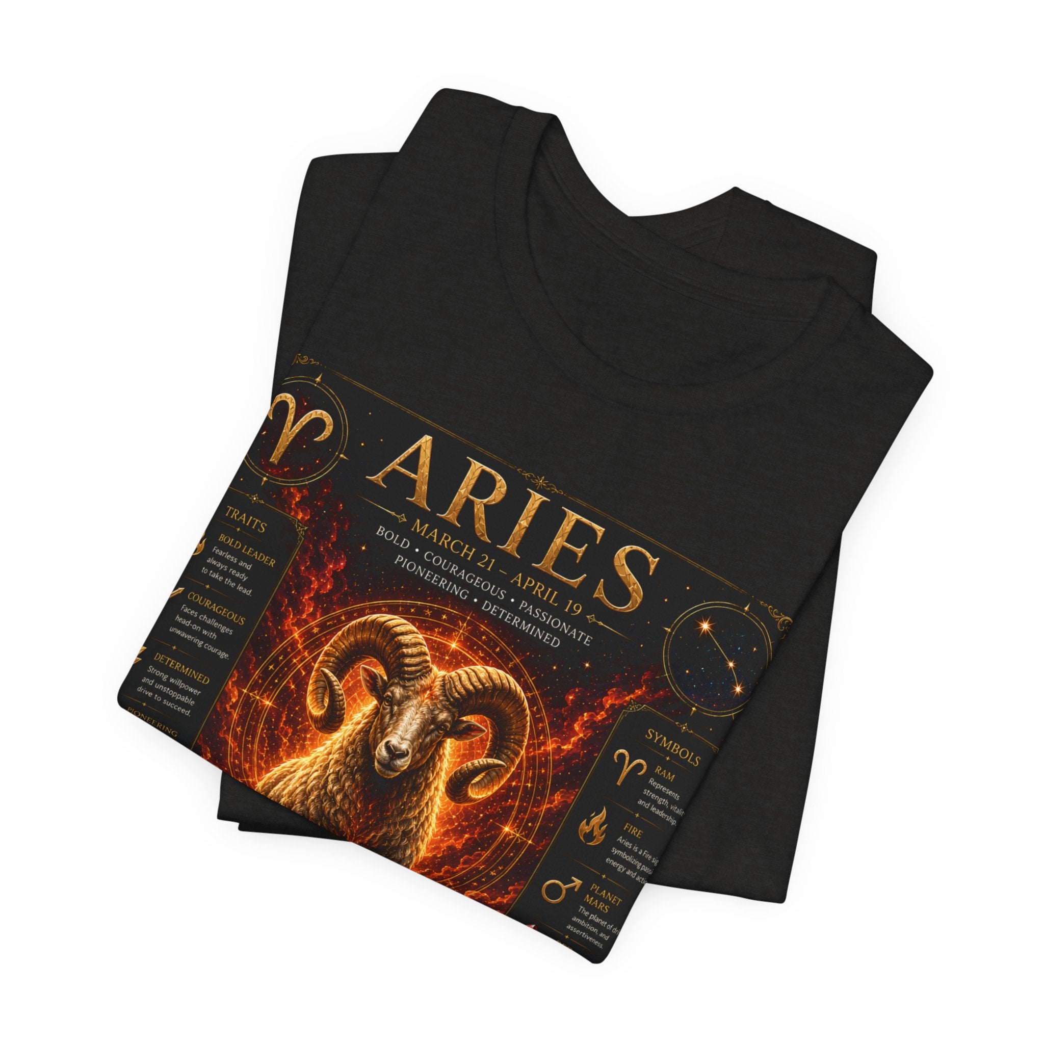 Aries Zodiac Tee — Fiery Ram Horoscope T-Shirt (Aries traits & dates)