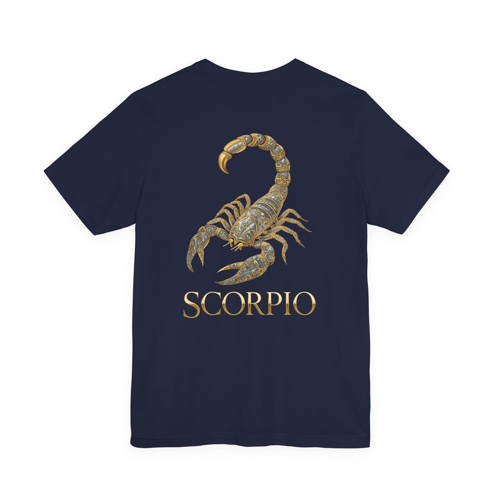 Gold Scorpio Scorpion T-Shirt | Zodiac "Love in Motion" Script
