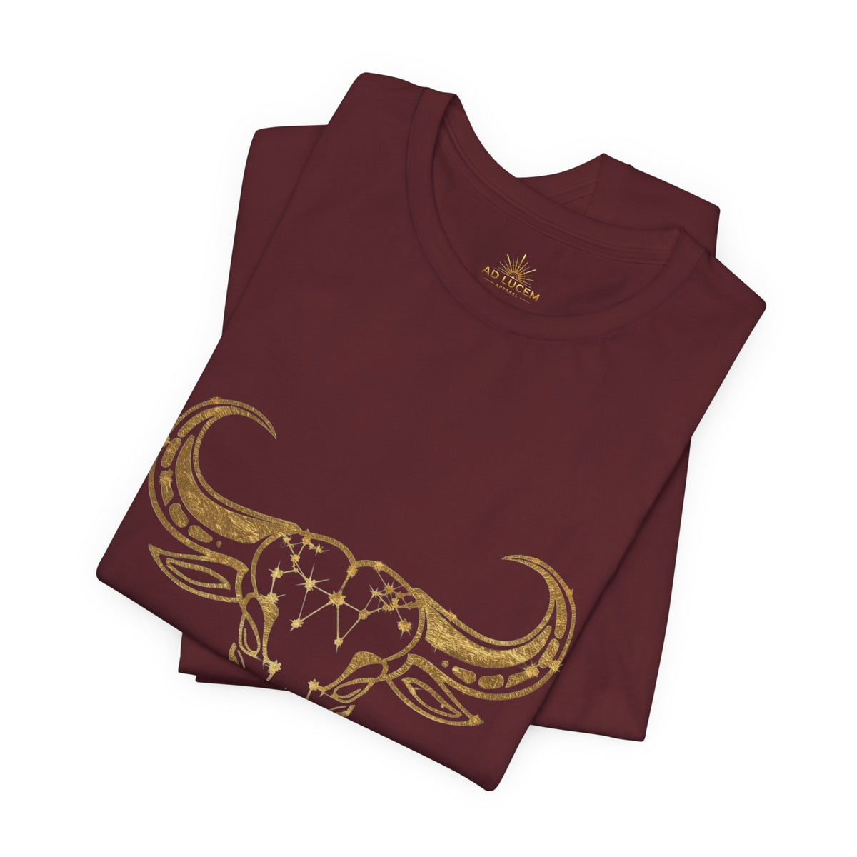Taurus Zodiac T-Shirt — Gold Bull Skull Astrology Tee
