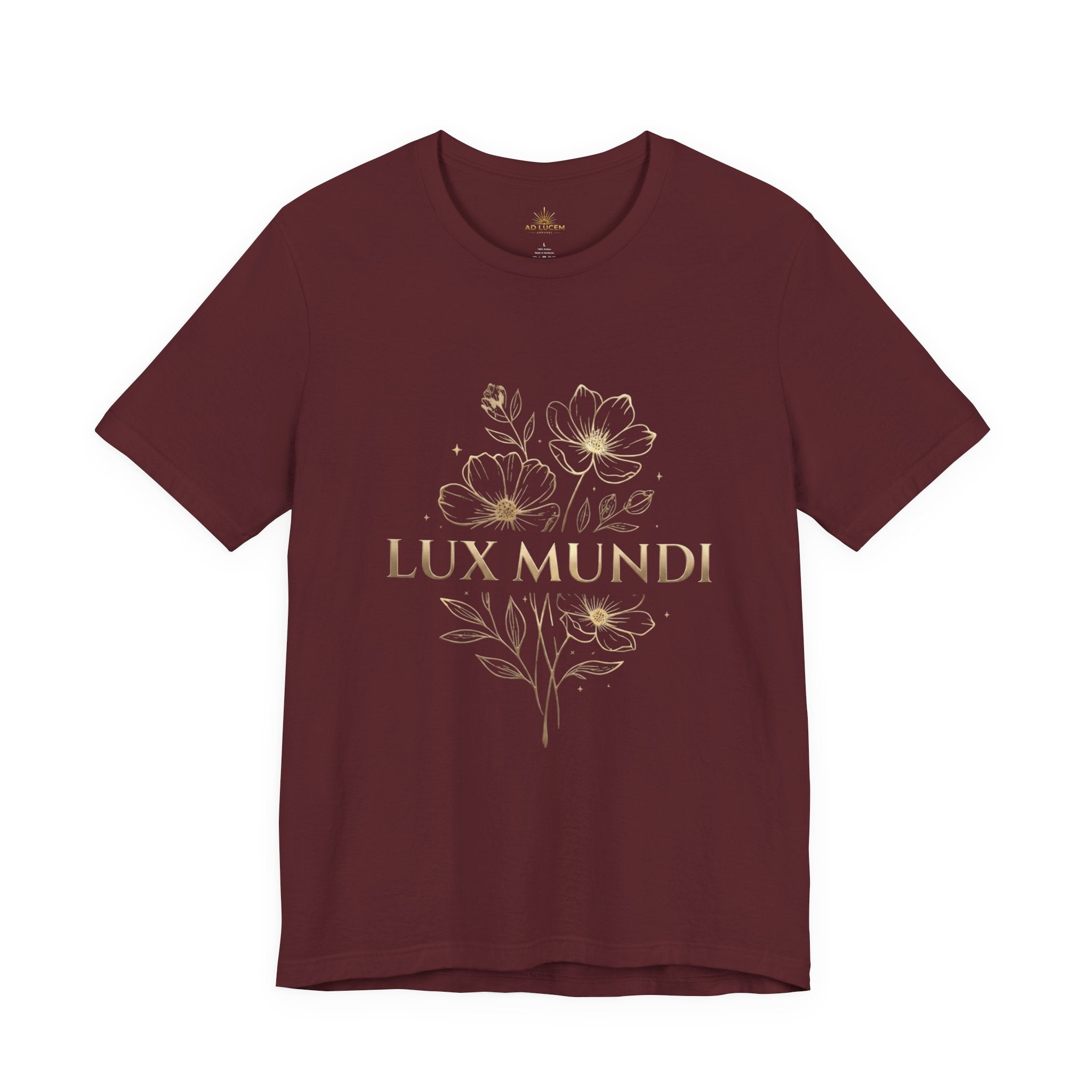 Lux Mundi Floral Tee — "The light shines in the darkness" Inspirational Christian T‑Shirt