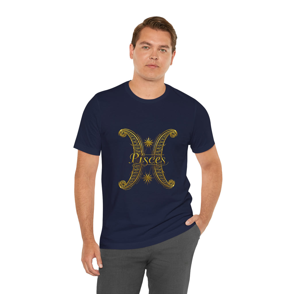 Pisces Zodiac Tee — Golden Astrological Sign Galaxy T-Shirt