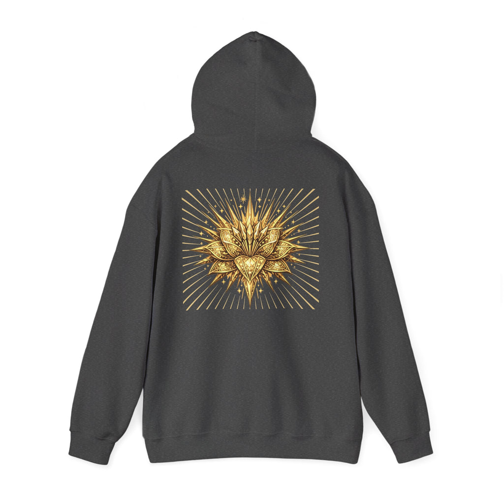 Lux Mundi Hoodie — Gold Lotus Graphic Hooded Sweatshirt