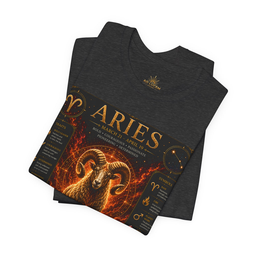 Aries Zodiac Tee — Fiery Ram Horoscope T-Shirt (Aries traits & dates)