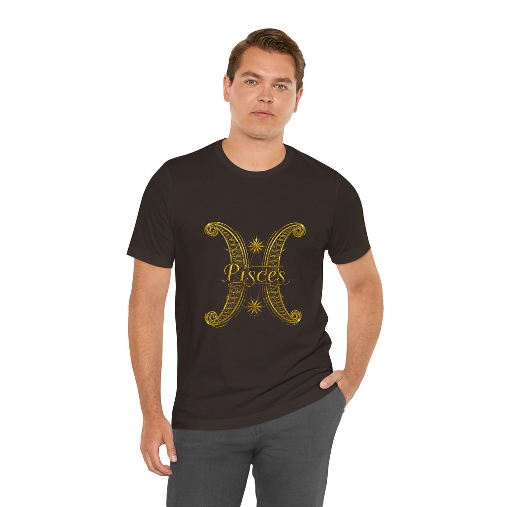 Pisces Zodiac Tee — Golden Astrological Sign Galaxy T-Shirt