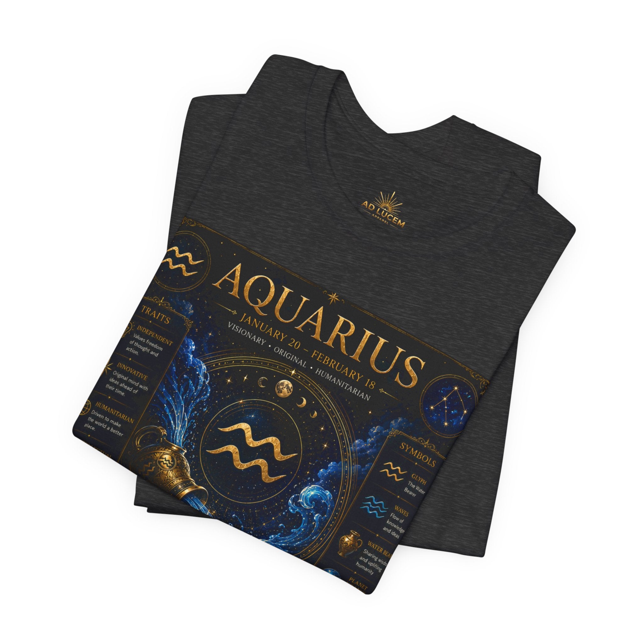 Aquarius Zodiac T-Shirt — Astrology Traits & Birthstone Tee