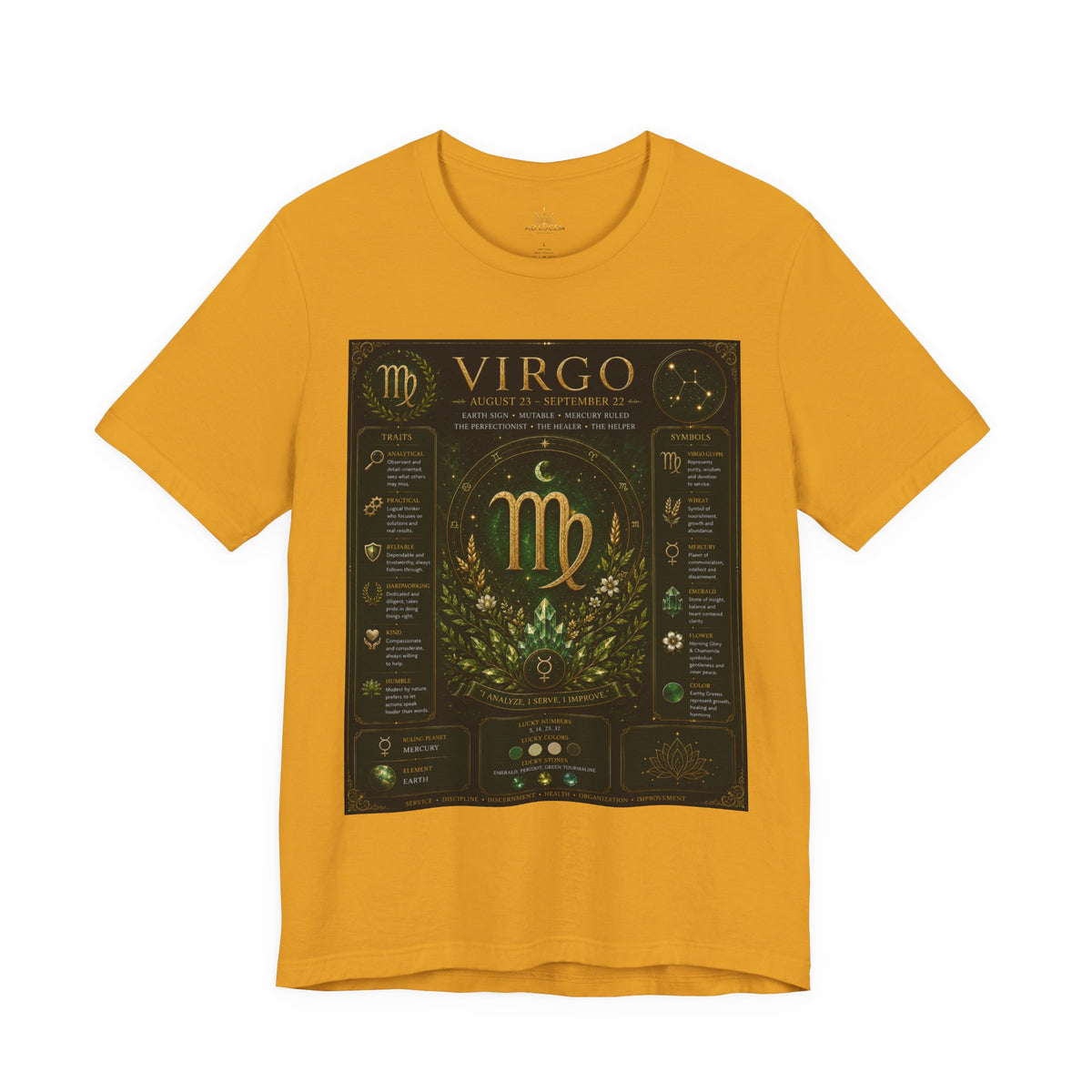 Virgo Zodiac T‑Shirt — Gold Astrology Sign Tee