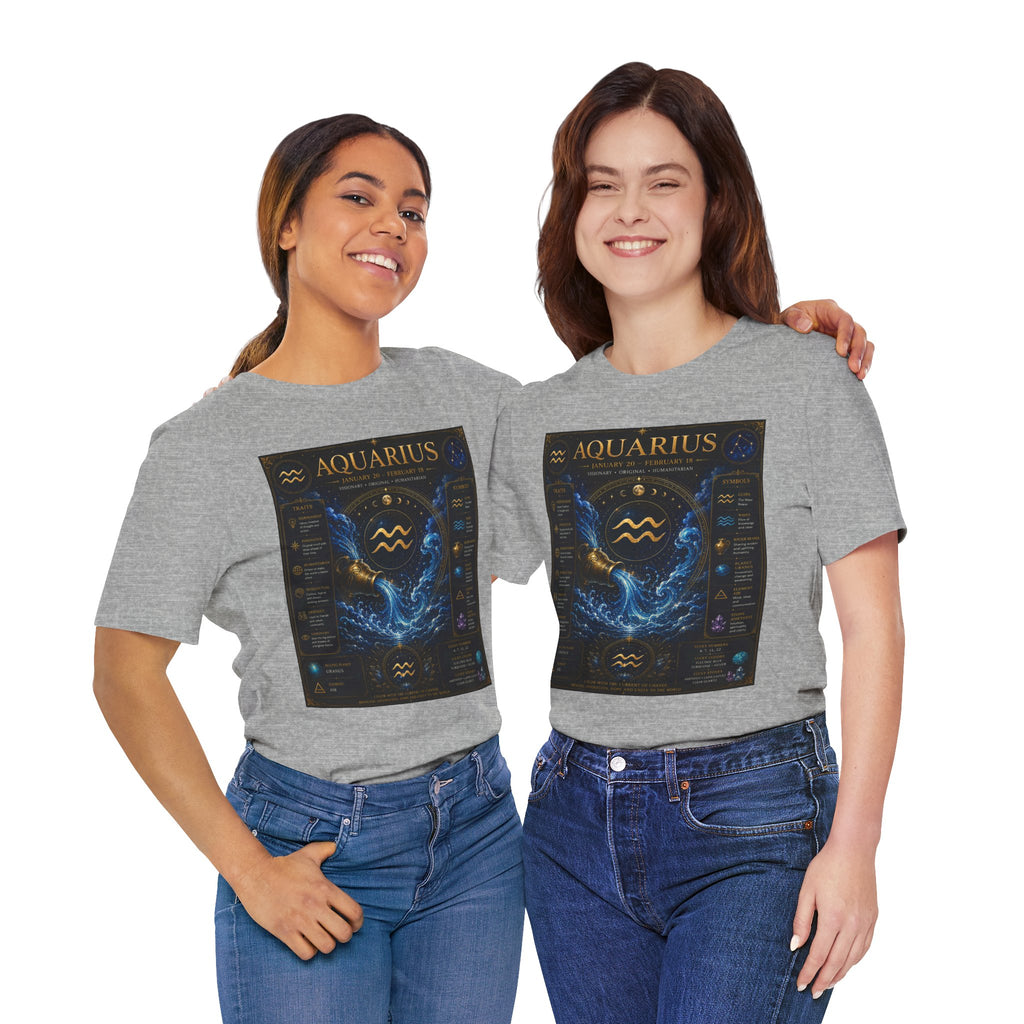 Aquarius Zodiac T-Shirt — Astrology Traits & Birthstone Tee
