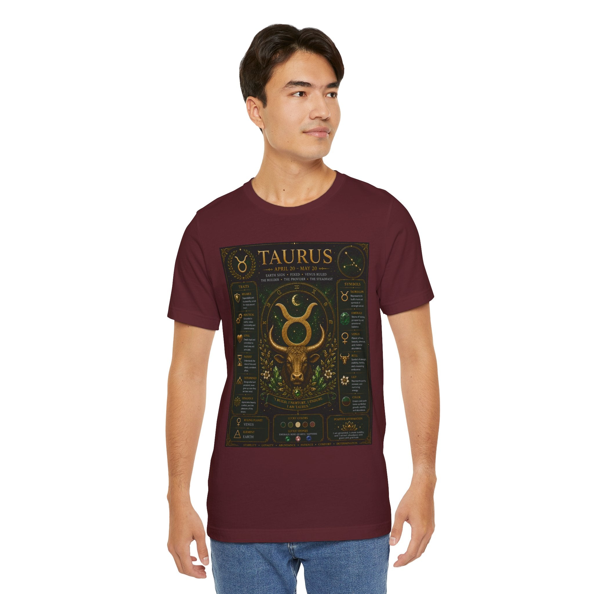 Taurus Zodiac T‑Shirt — Astrology Traits Chart Tee